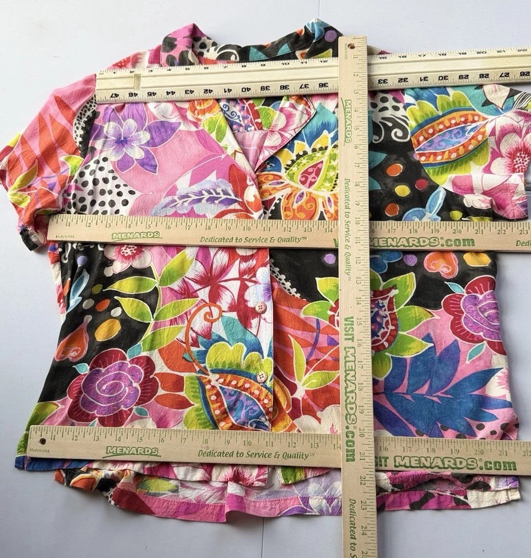 Vtg 80’s Jam’s World Hawaiian Floral Button Up Shirt Size L/XL Collar Bright