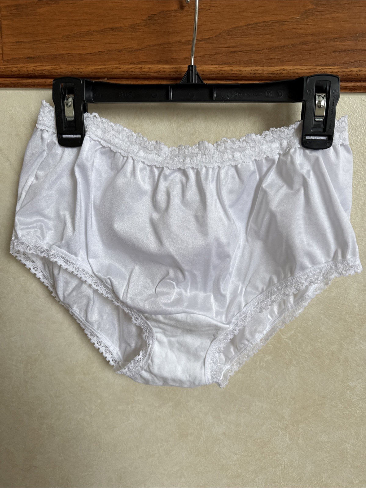 Vintage Cotillion Silky Nylon Brief Panty White Double Cotton Gusset| L |Size 7