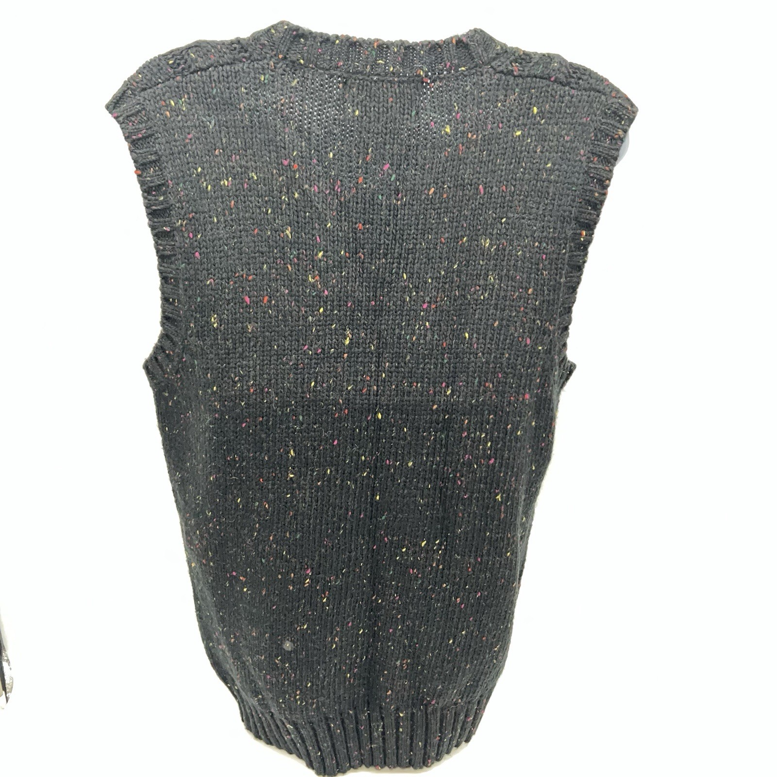 VTG 70s Y2K Unisex Campus Black/Confetti Colored Knit Sweater Vest Size M