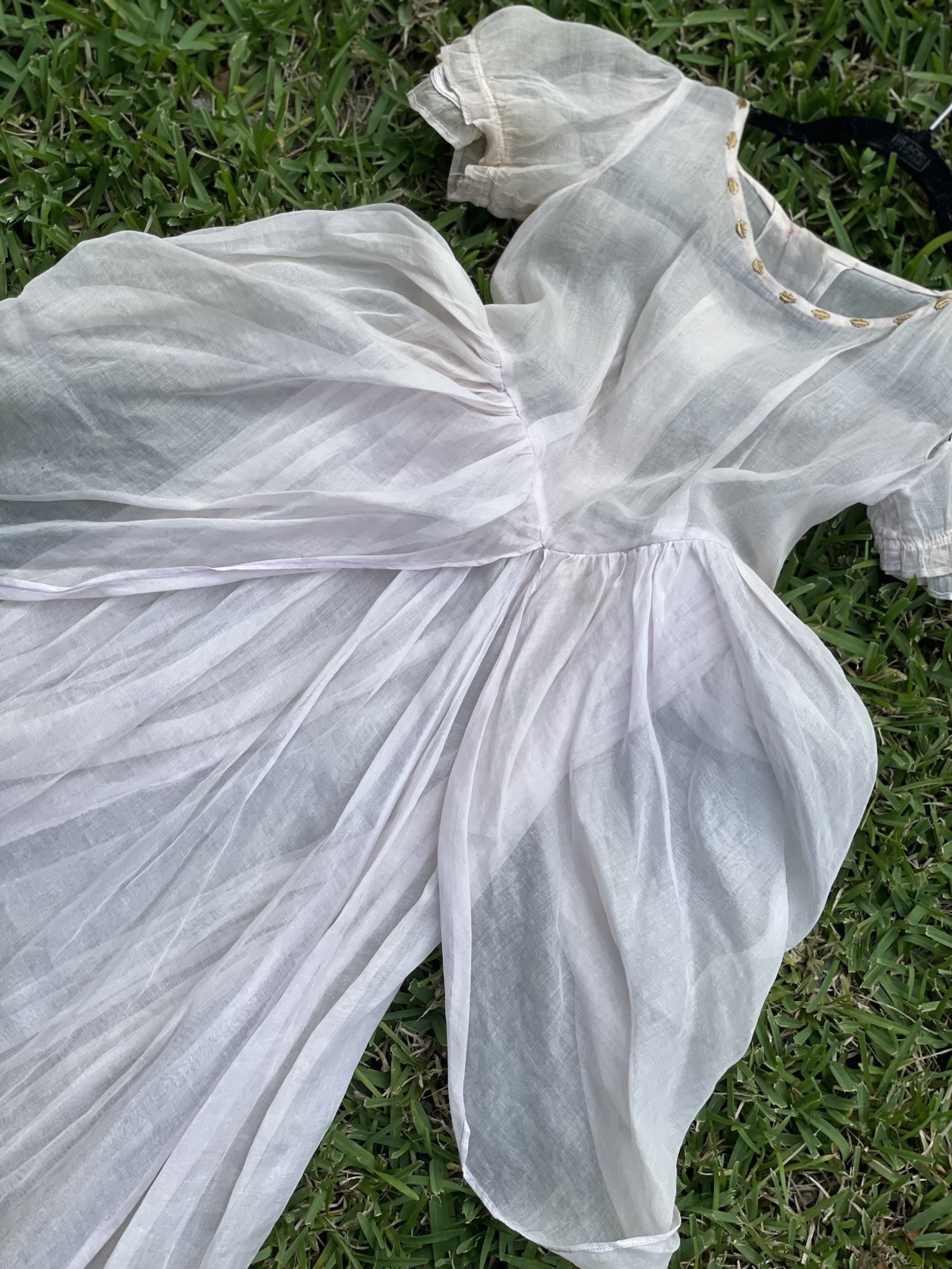 Auth antique 1900s Sheer dress Light Pink unique gold button details On The Neck