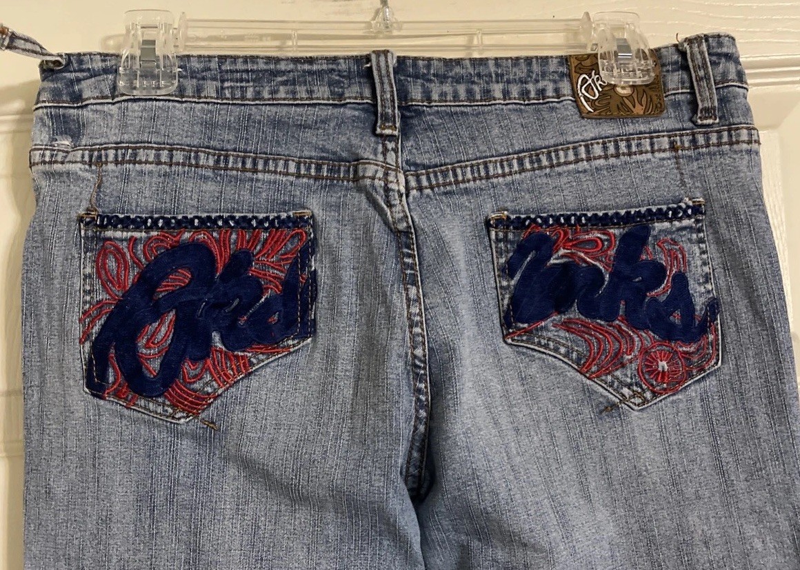 Akdmks Jeans Juniors Women’s 14 Y2K Vintage 32×33 Light Wash Blue Grunge Skater