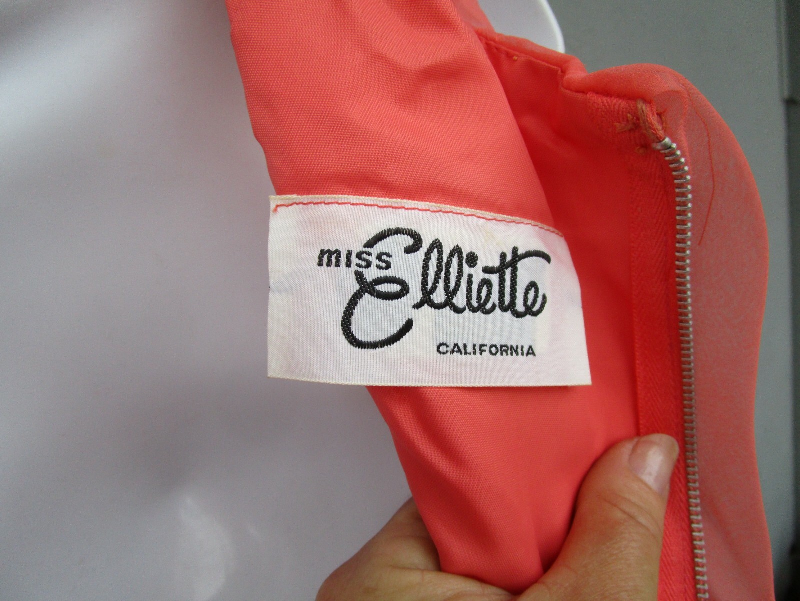 Late 1950’s Miss Elliette peach Chiffon Cocktail Dress pin up size 12 Rare