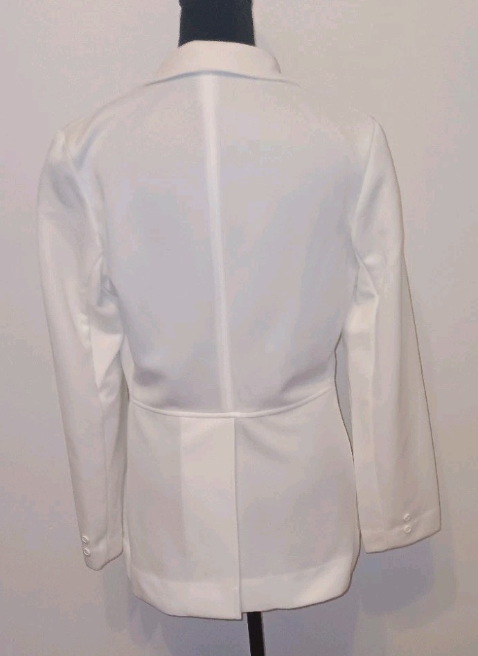 VTG Equestrian Cut White Blazer Kingsley Riding Jacket Disco Club Coat 12 1970s