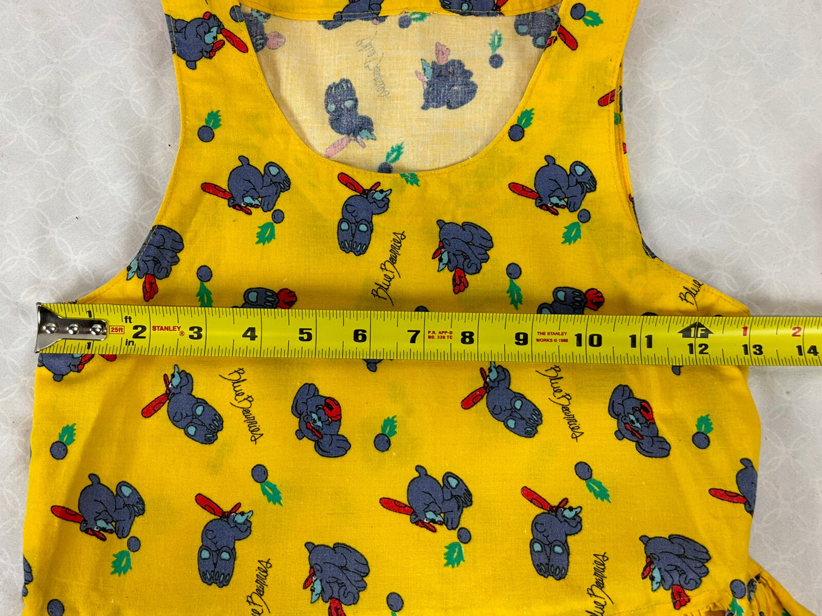 Vtg Hand Made Dress 80’s Pullover Jumper Style Blue Bearries Fabric