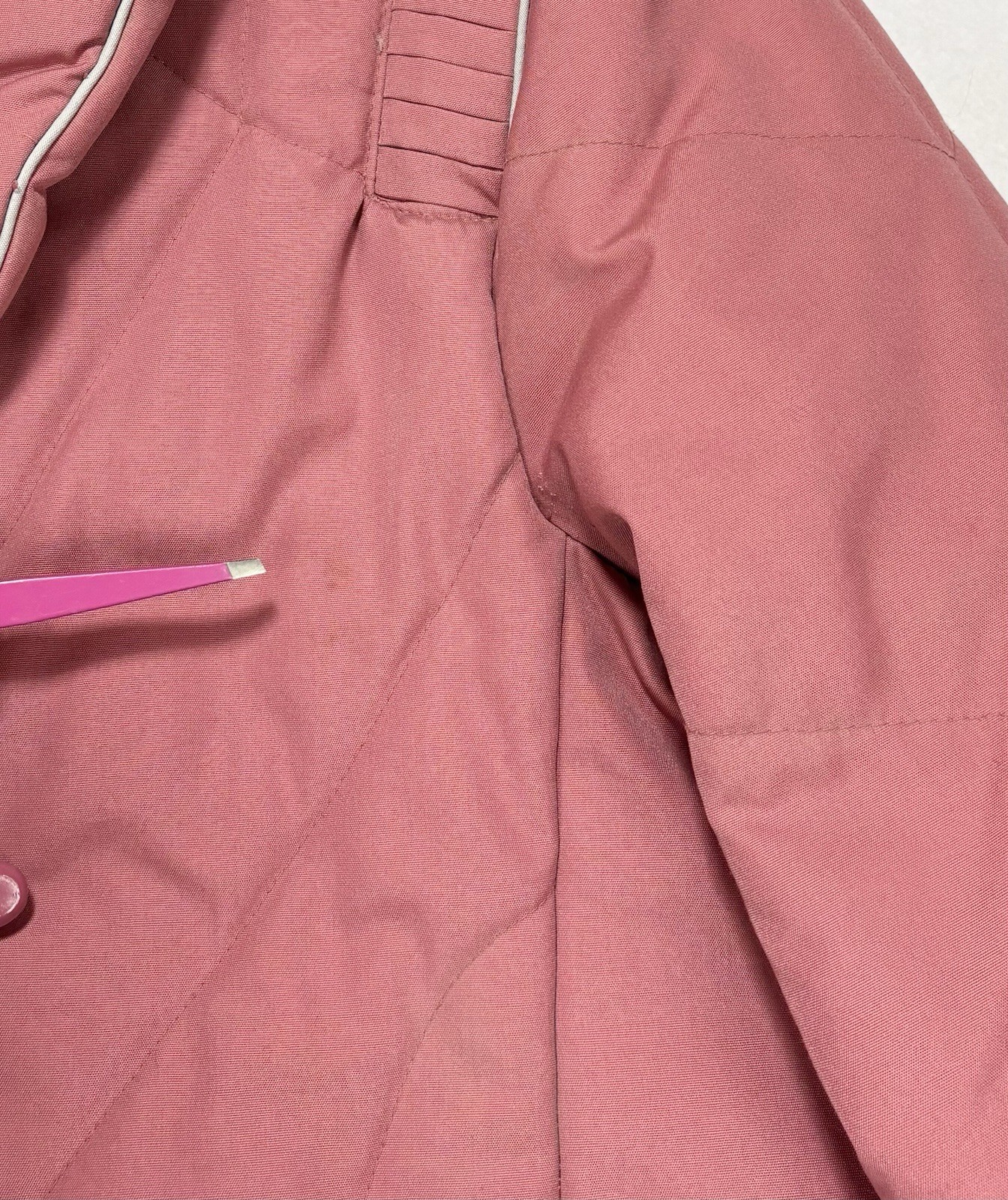 Vintage 70s Quilted Coat Size 14 Pink Long Puffer Jacket Toggles Snow Weather