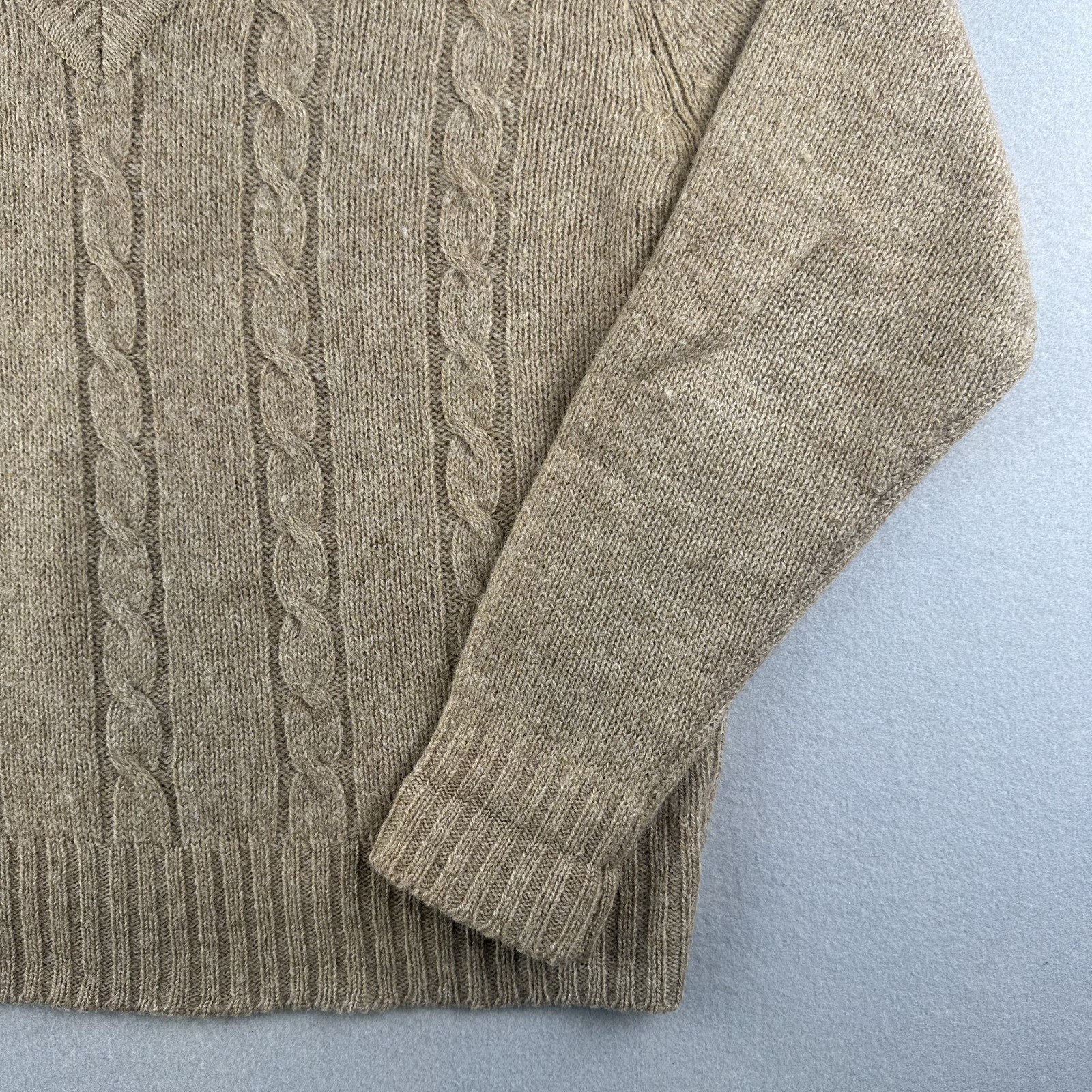ZCMI Vintage 70s Beige Pure New Wool Sweater Size Large Made in British Crown HK