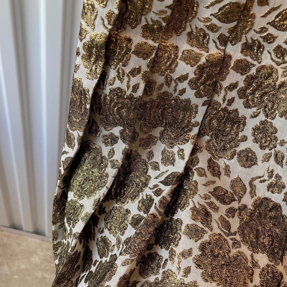 Mod Golden Rose Brocade Mini Dress 1960s