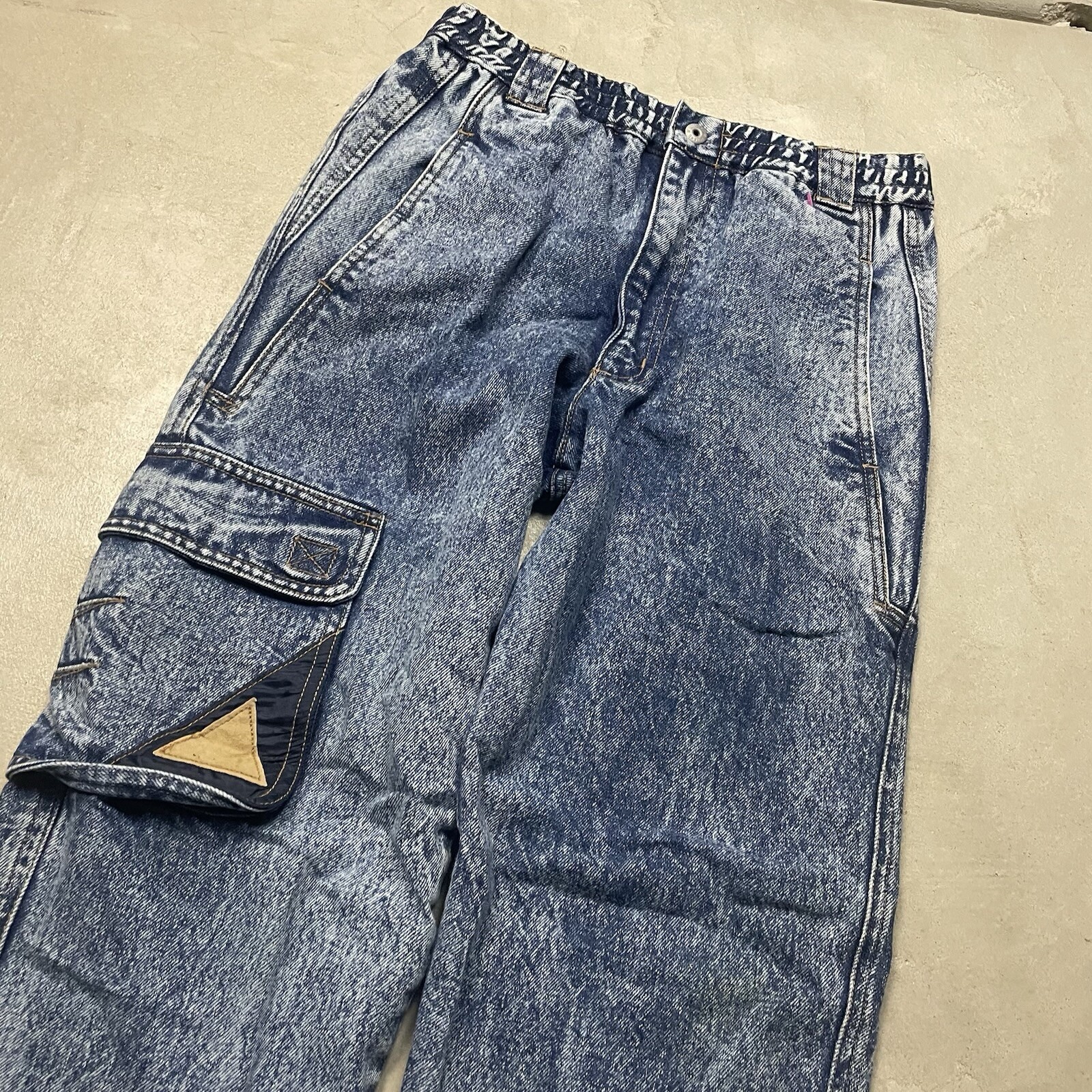 Vintage 80s Gitano Cargo Jeans Acid Wash Straight Size 16 Actual 26×28 High Rise