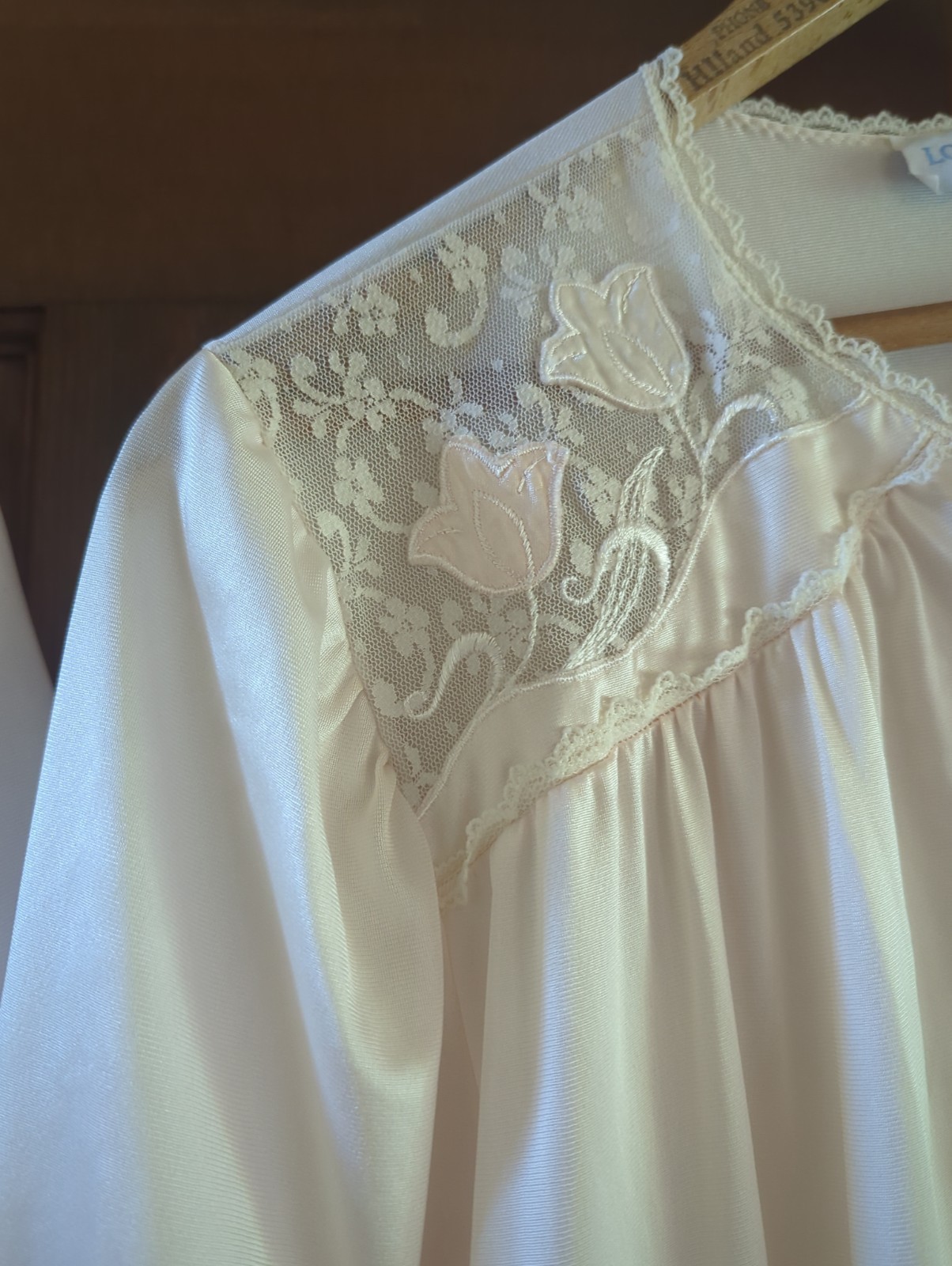 Vintage 80s Lorraine Nightgown & Robe Set SIZE 1X Piece Pink Aqua Appliqué