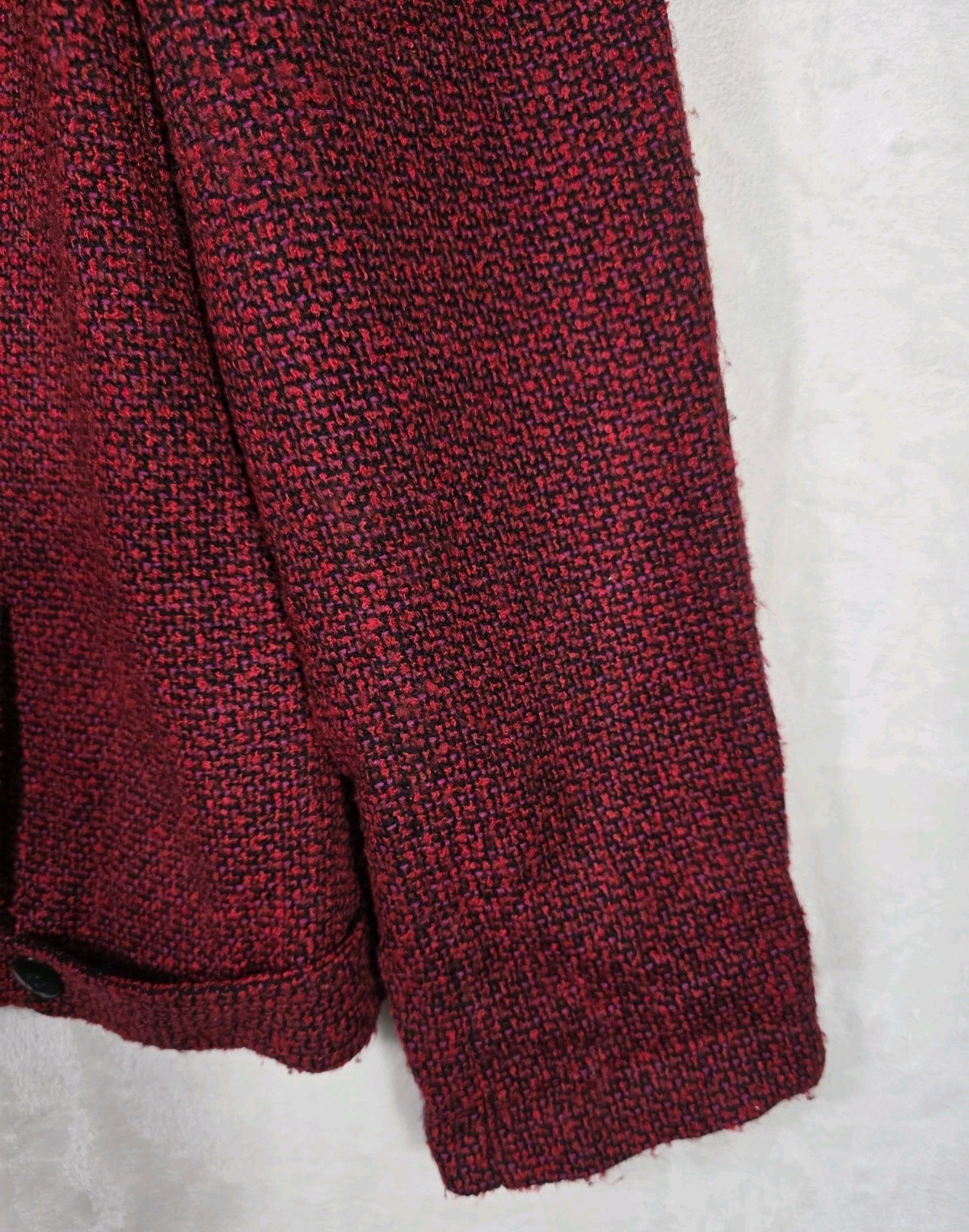 Vintage 90s Norton McNaughton Red Tweed Blazer Jacket Womens 12 Career Chic