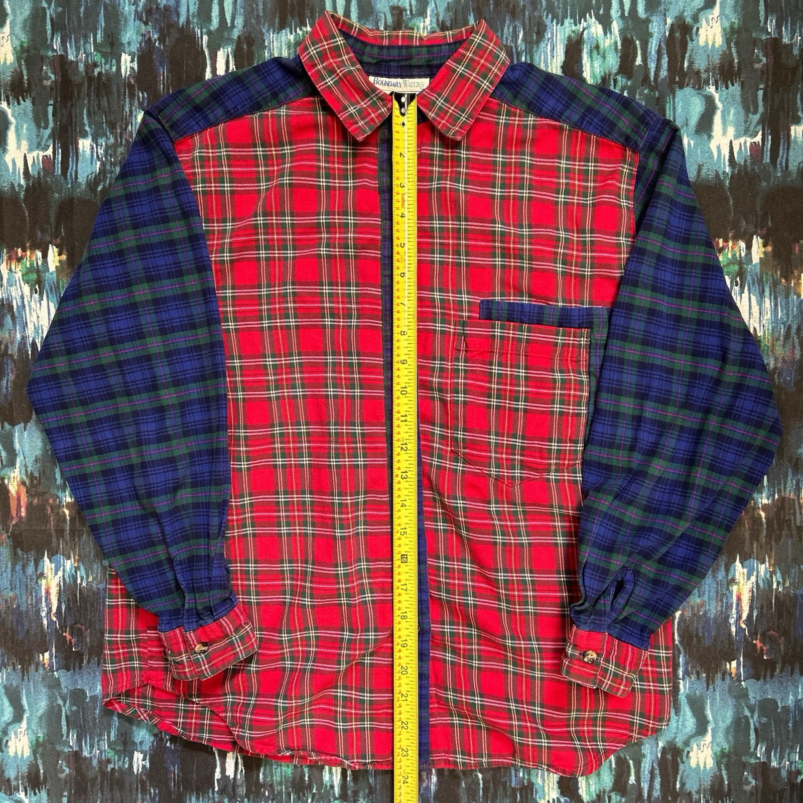 Vintage 80s Boundary Waters Flannel Shirt Contrast Patchwork Size 8 Women’s