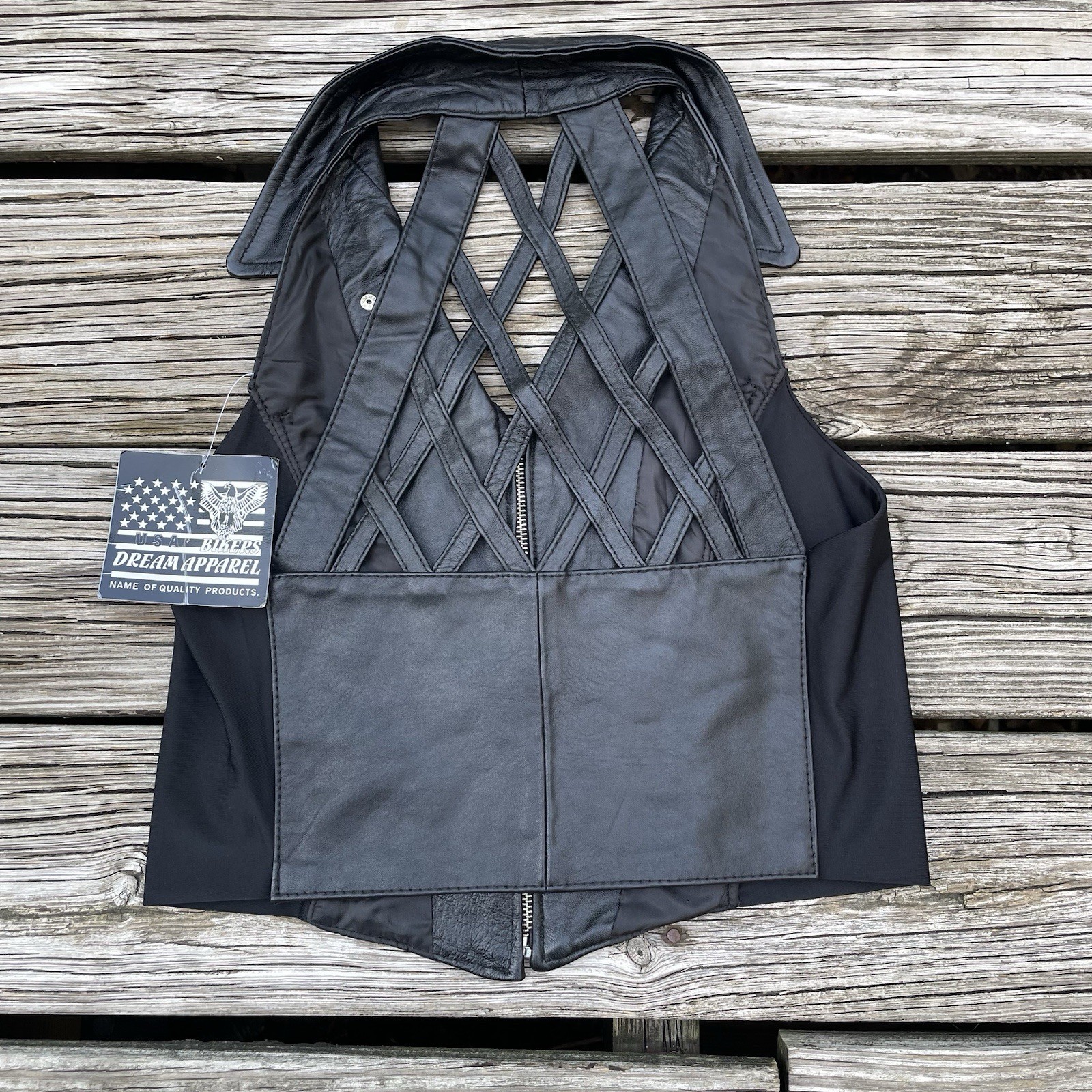 Vtg Leather Biker’s Dream Apparel Tank Top Vest Shirt Glam Rock Goth Shirt L