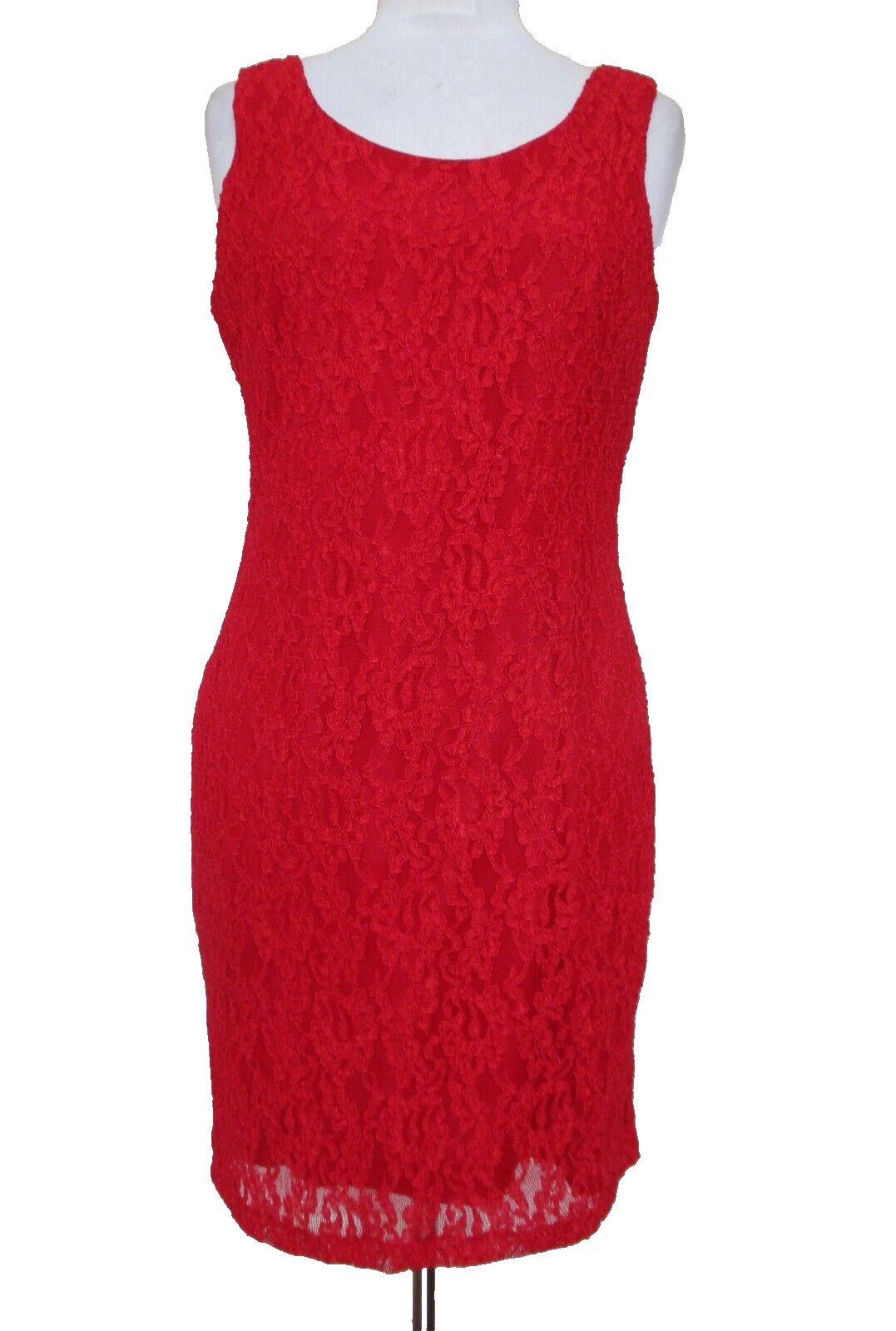 Vintage Diamonds Run Dress S/M Women Red Lace Sleeveless Sheath