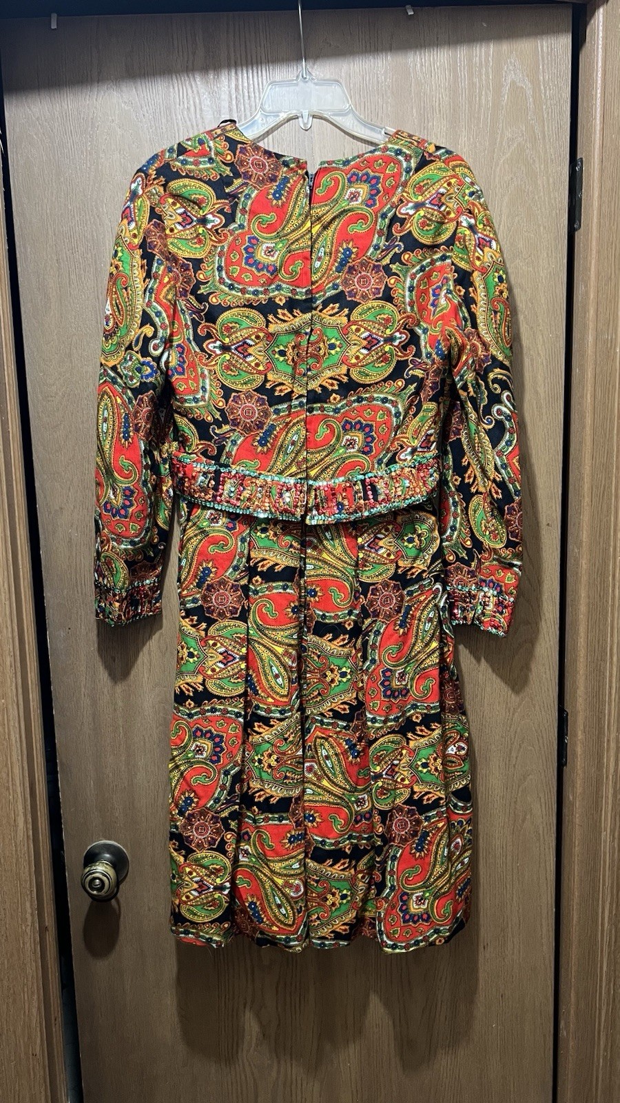 Roger Milot for Fred Perlberg 1960s Multicolor Paisley Empire Waist Dress