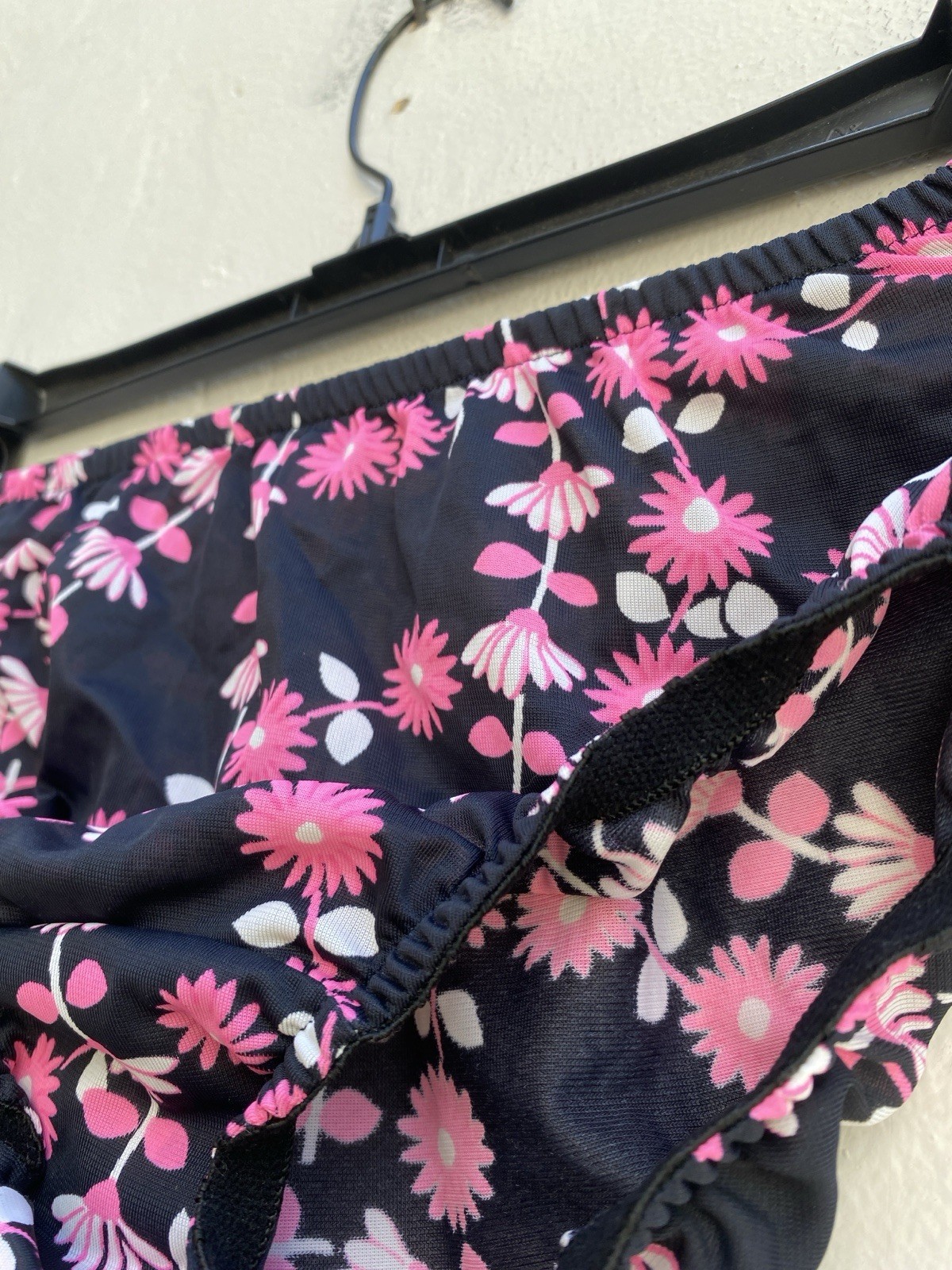 Vintage 60s Harrods 36 Satin Nightgown & Matching Panty Italy Black & Pink