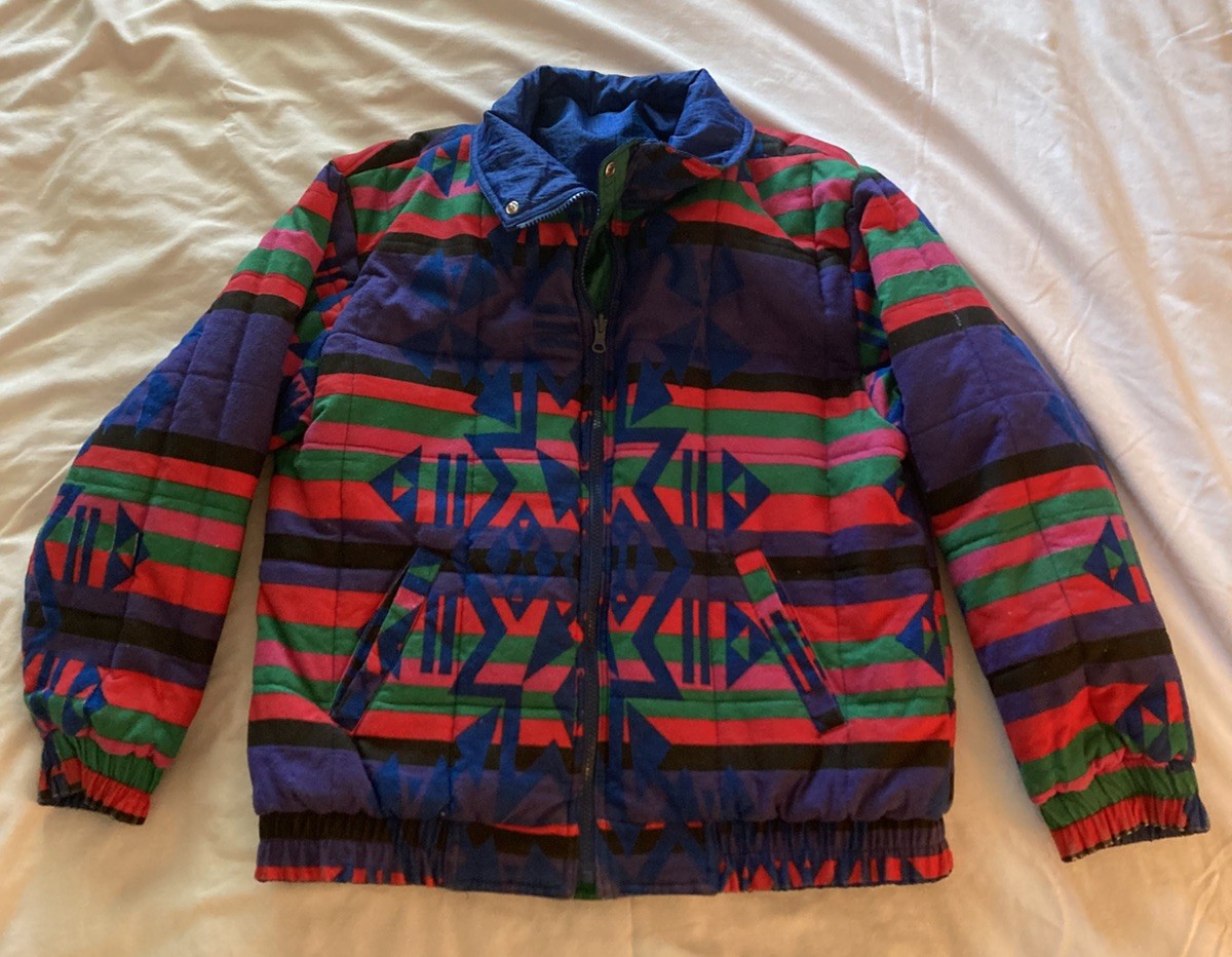 Vintage 80s 90s Andy Johns Retro Reversible Puffer Ski Jacket Coat Womens Medium