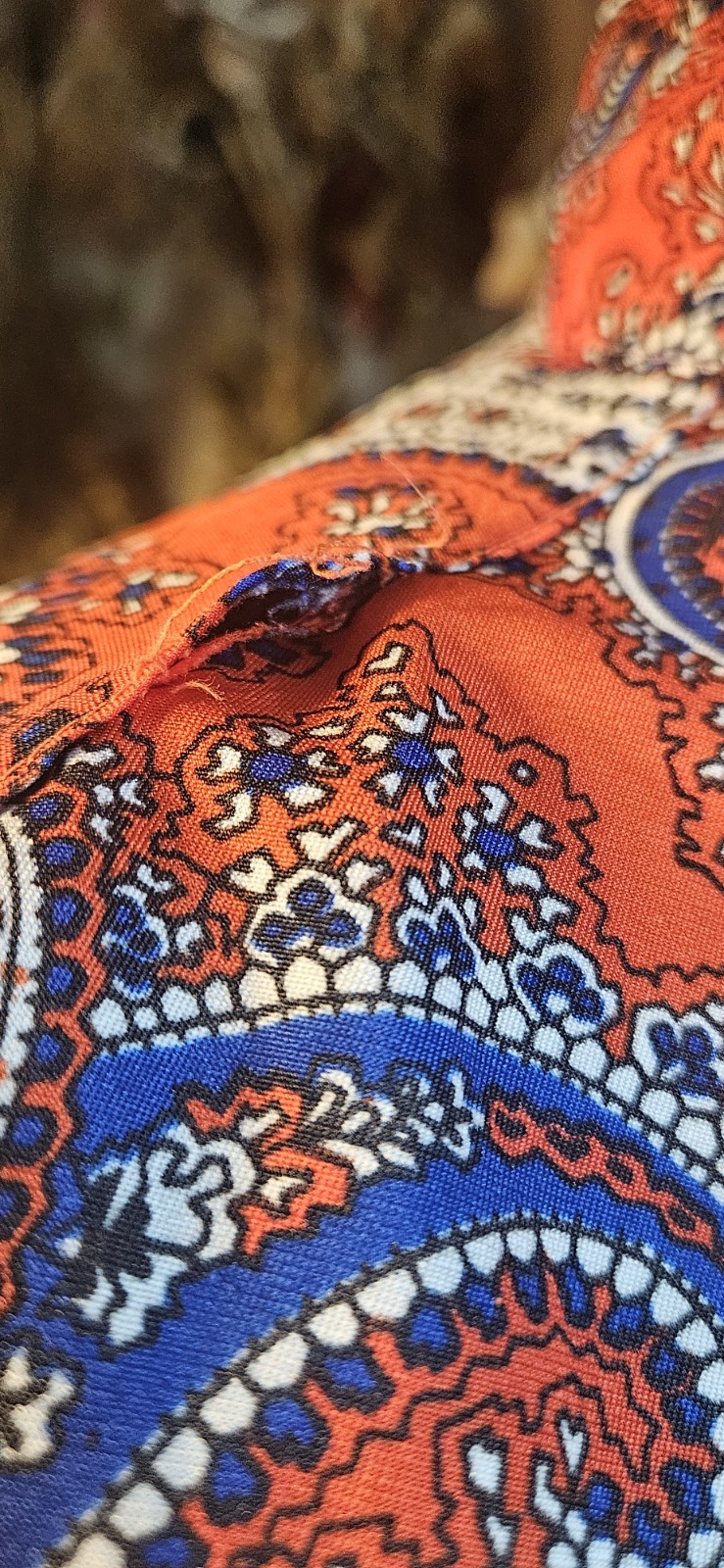 Vintage 197ps Paisley Dagger Collar Button Up Blouse As Is