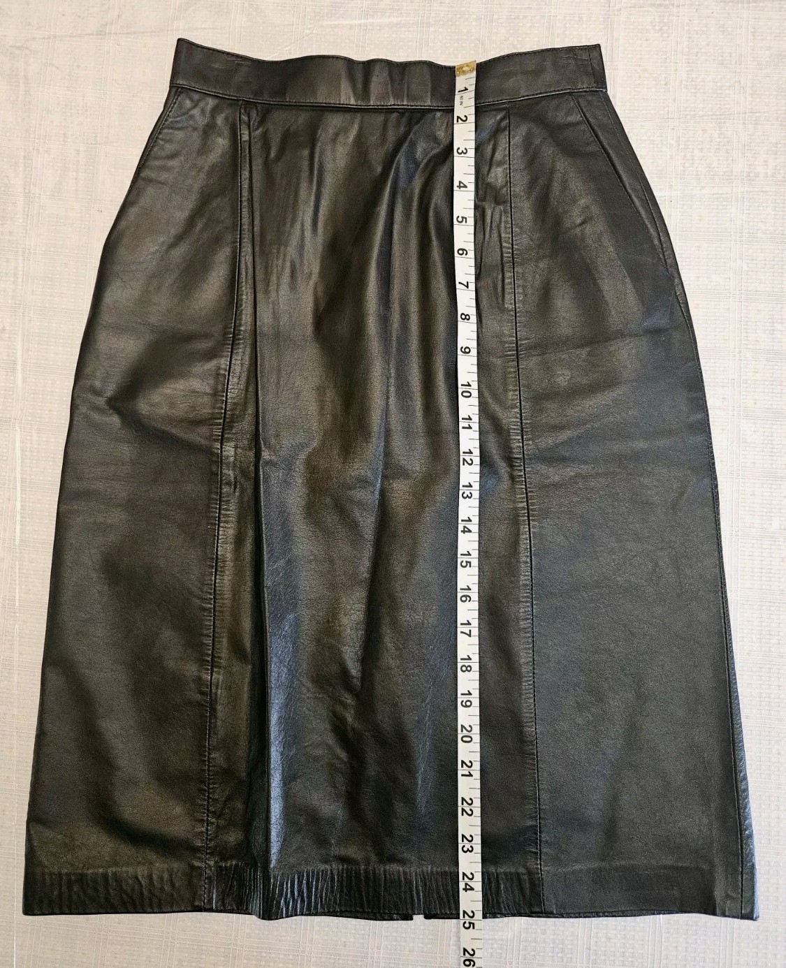 Vintage Wilsons Y2K Black Leather Pencil Slit Skirt (10) Punk Rock Grunge, Biker