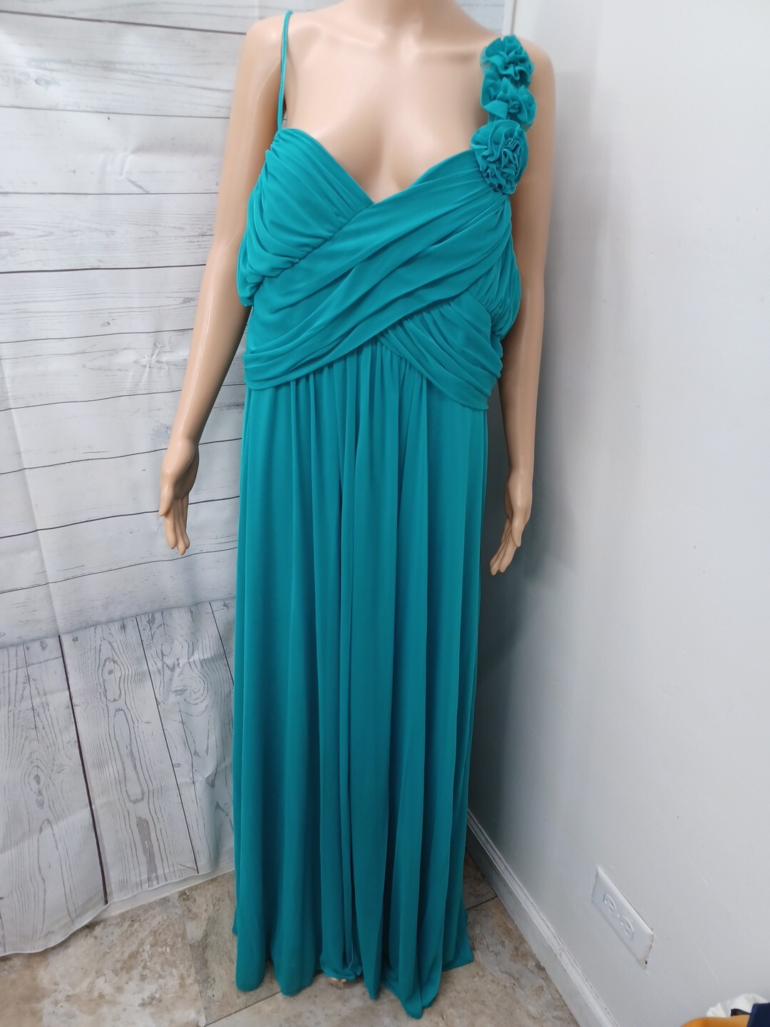 Vtg Y2K Cindy Usa Green Chiffon Spaghetti Strap Babydoll Maxi Dress 4XL