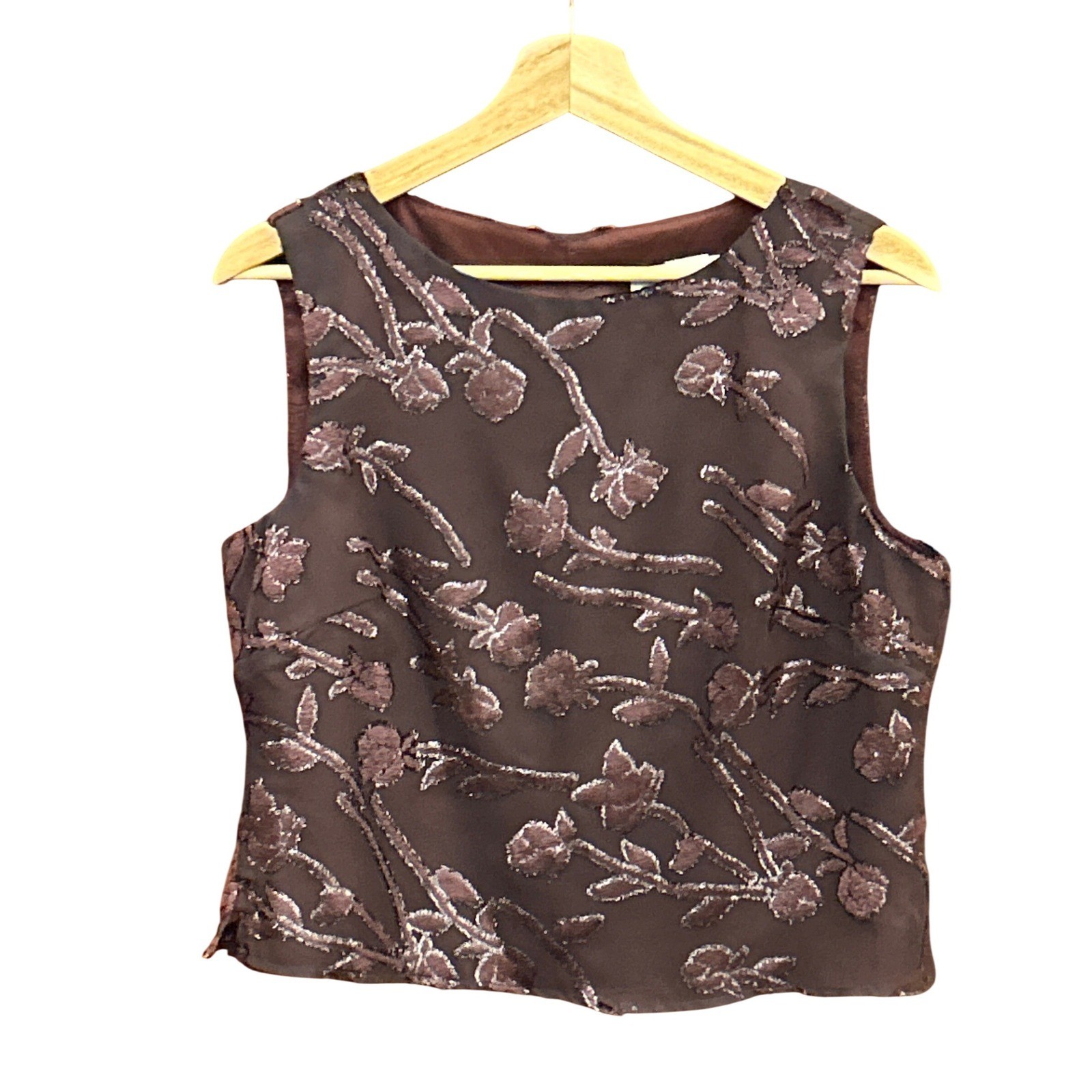 Vintage 90s Real Comfort Floral Burnout Tank Top Whimsigoth Dark Romantic