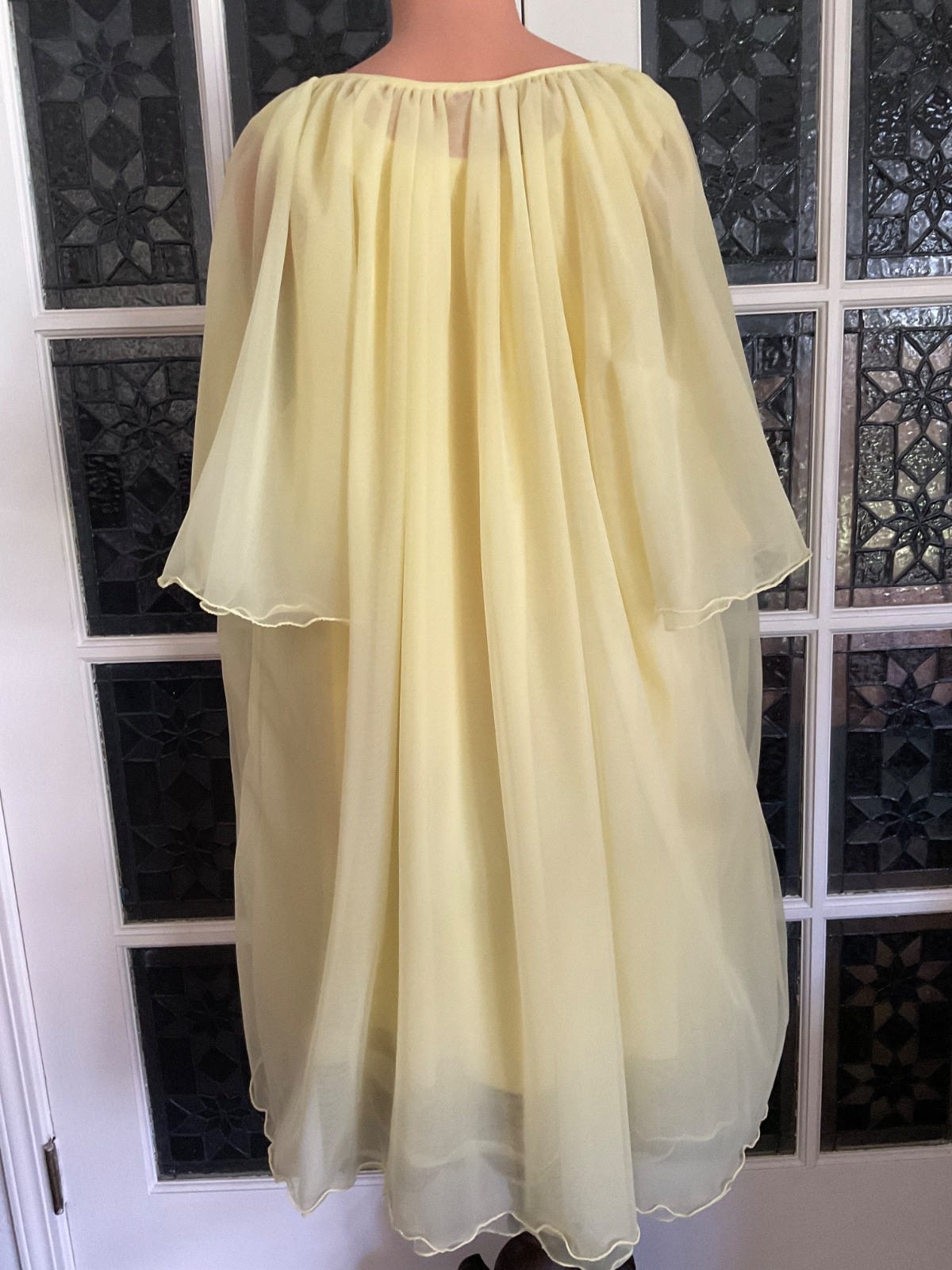 Vtg. 1960’s Peignoir Set Babydoll Nightgown 4 Layers Chiffon Nylon Lace Trim M/L