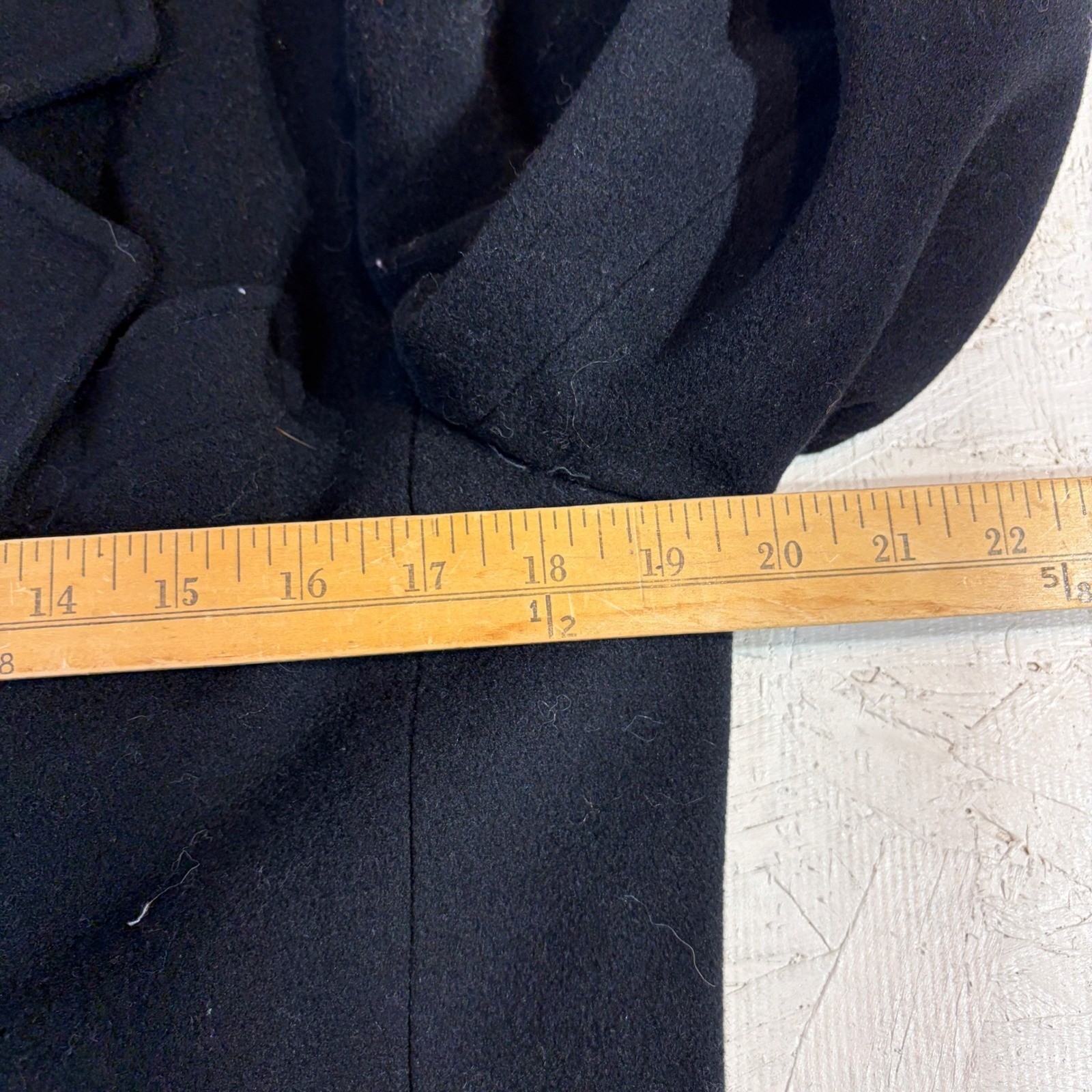 Vintage Wool Coat – M Black ILGWU Double Breasted Long Trench READ
