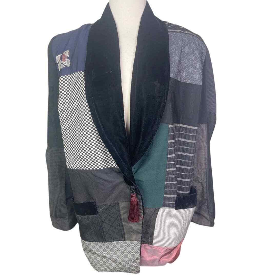 Claudia Grau Vintage Patchwork Art Wear Bespoke Blazer Jacket 1980s Style OOAK