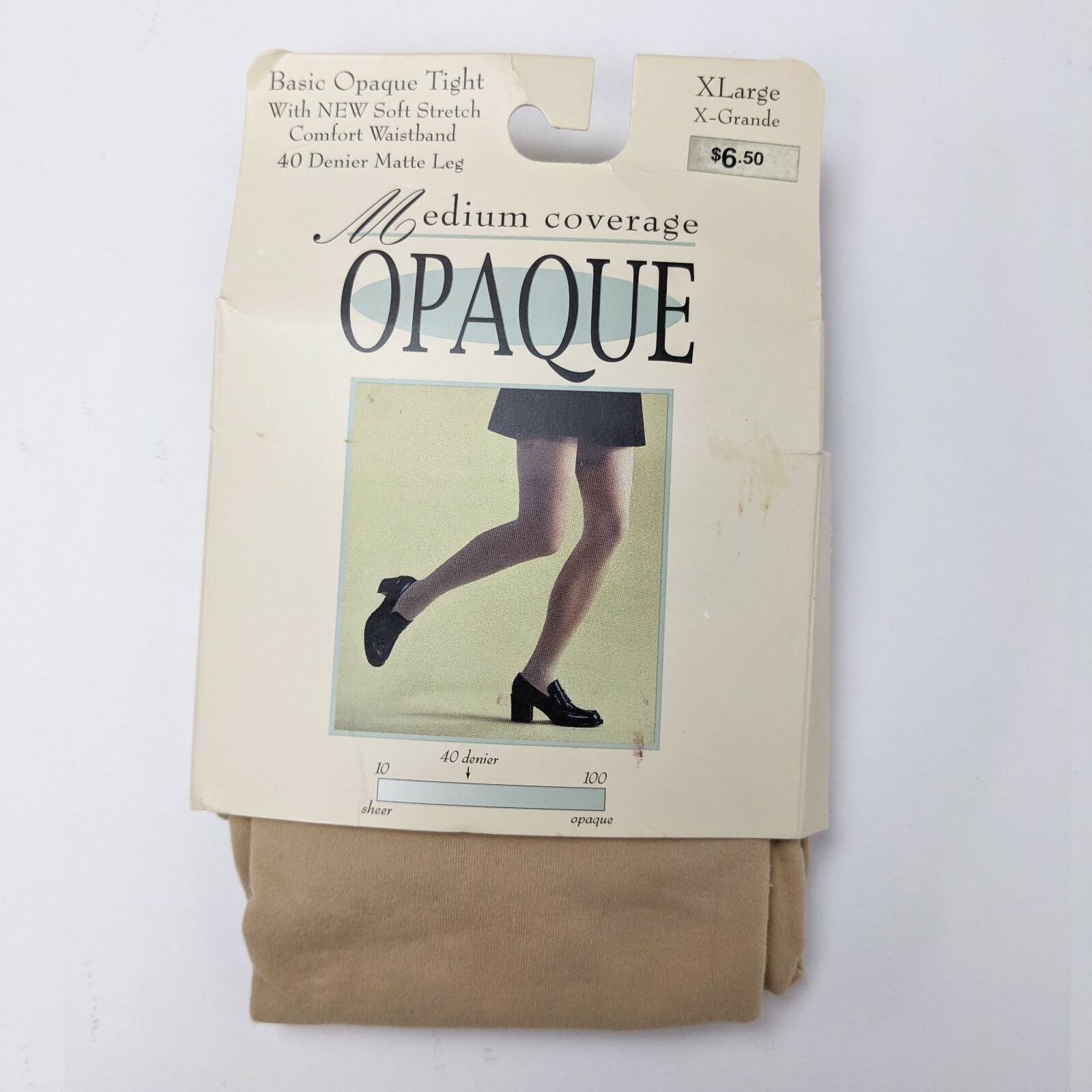 Vintage Opaque Tights Women’s XL Camel Beige Medium Coverage 40 Denier JC Penney