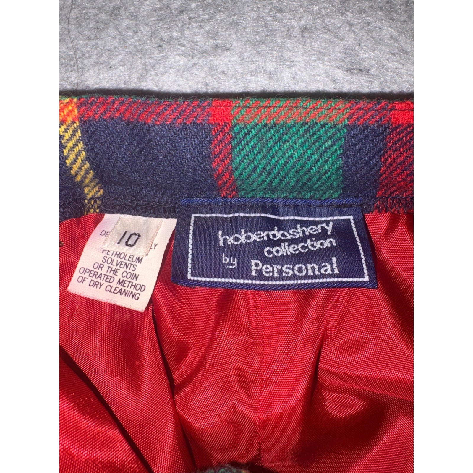 Vintage Wool Plaid Kilt 10 Skirt Red Green Blue Tartan Pleated Midi Buckle Side