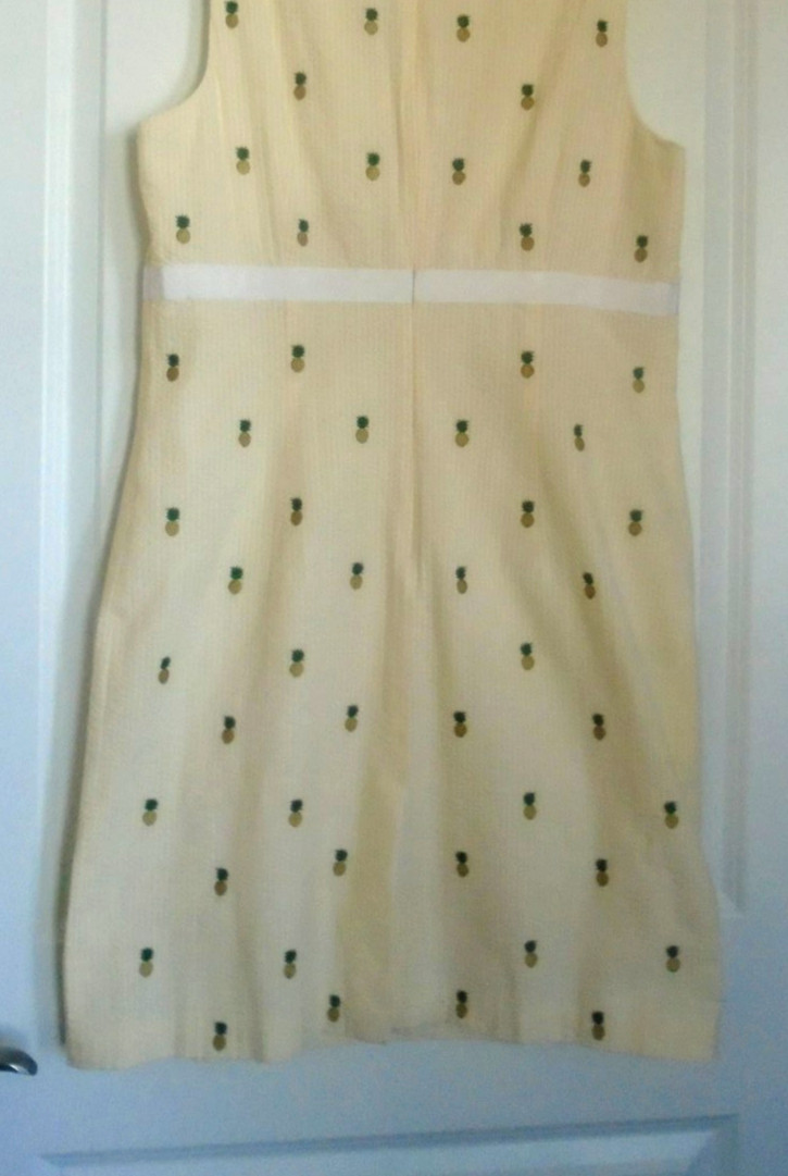 BROOKS BROTHERS Yellow White Seersucker Sheath Sleeveless Dress Lined Size 14!