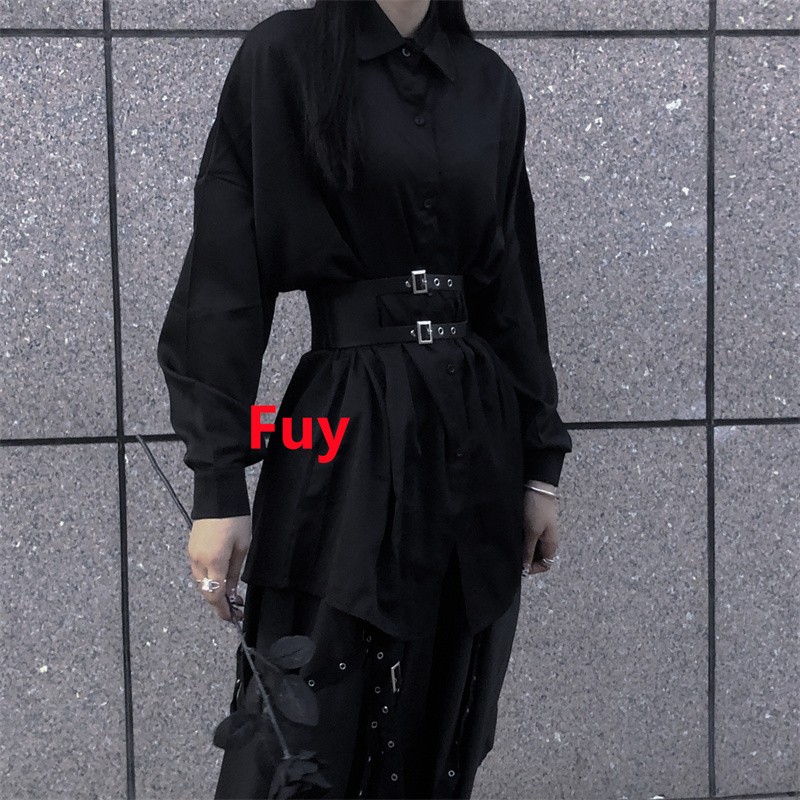 2025 Vintage Women’s Shirt Asymmetrical Yamamoto Dark-Style Maxi Dress Set