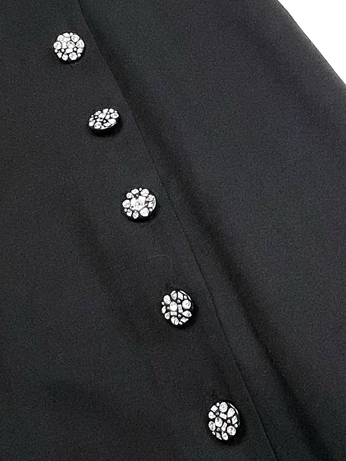 VTG 80s ANN TOBIAS Womens 4 Black Long Sleeve Square Neck COCKTAIL DRESS Buttons