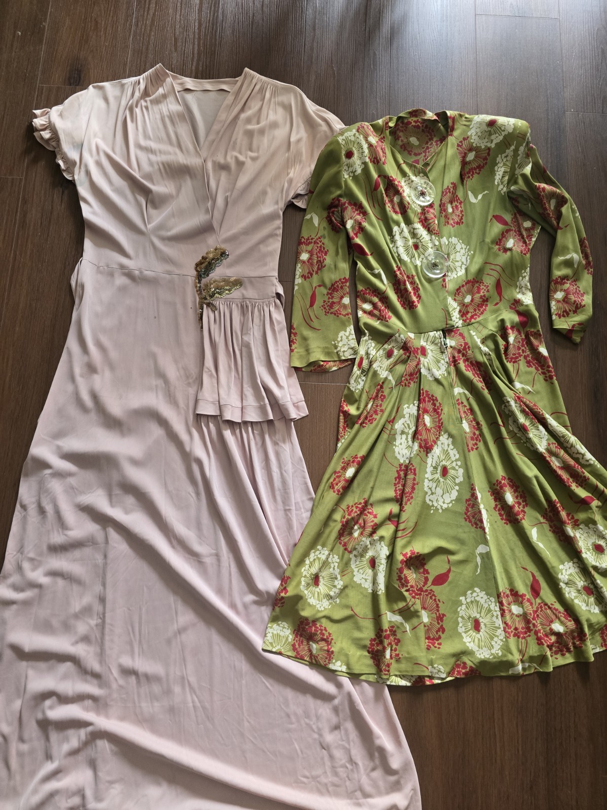 Vintage 30s 40s Dress Lot Art Deco Large Buttons Evening Wear Cocktail