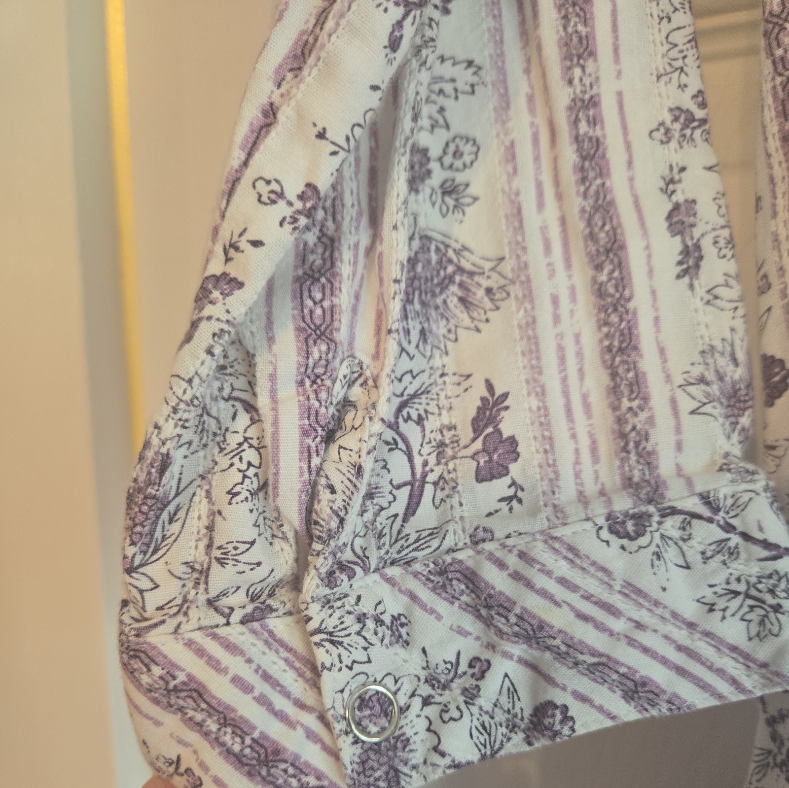 Vtg Fang Floral Blouse Button Down Womens Purple 3/4 Sleeve Y2k Large Embroidery