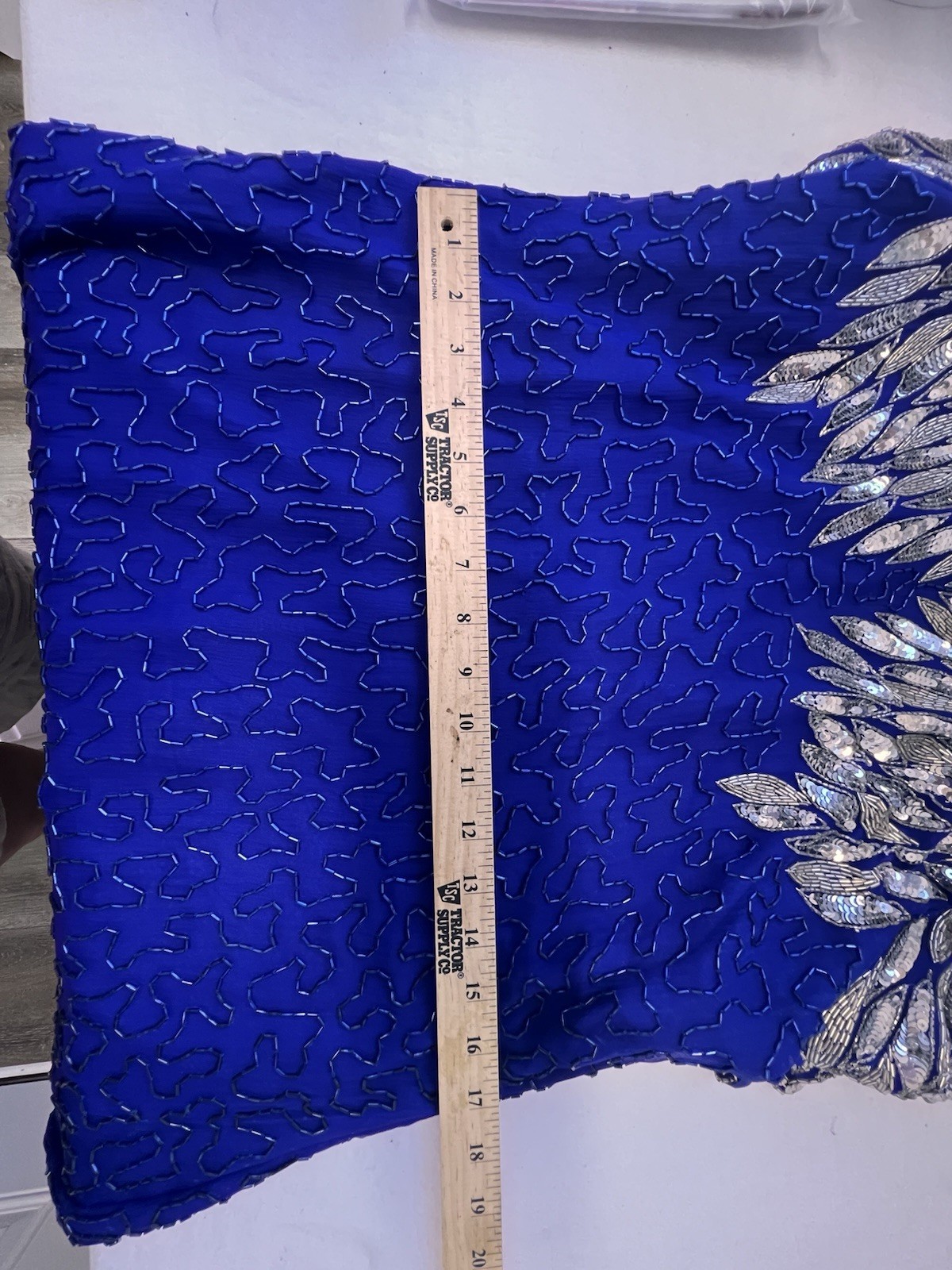 Vintage Formal Sequins Silk Beaded Dress Stenay 80’s Glamour Scallop Sleeves 14