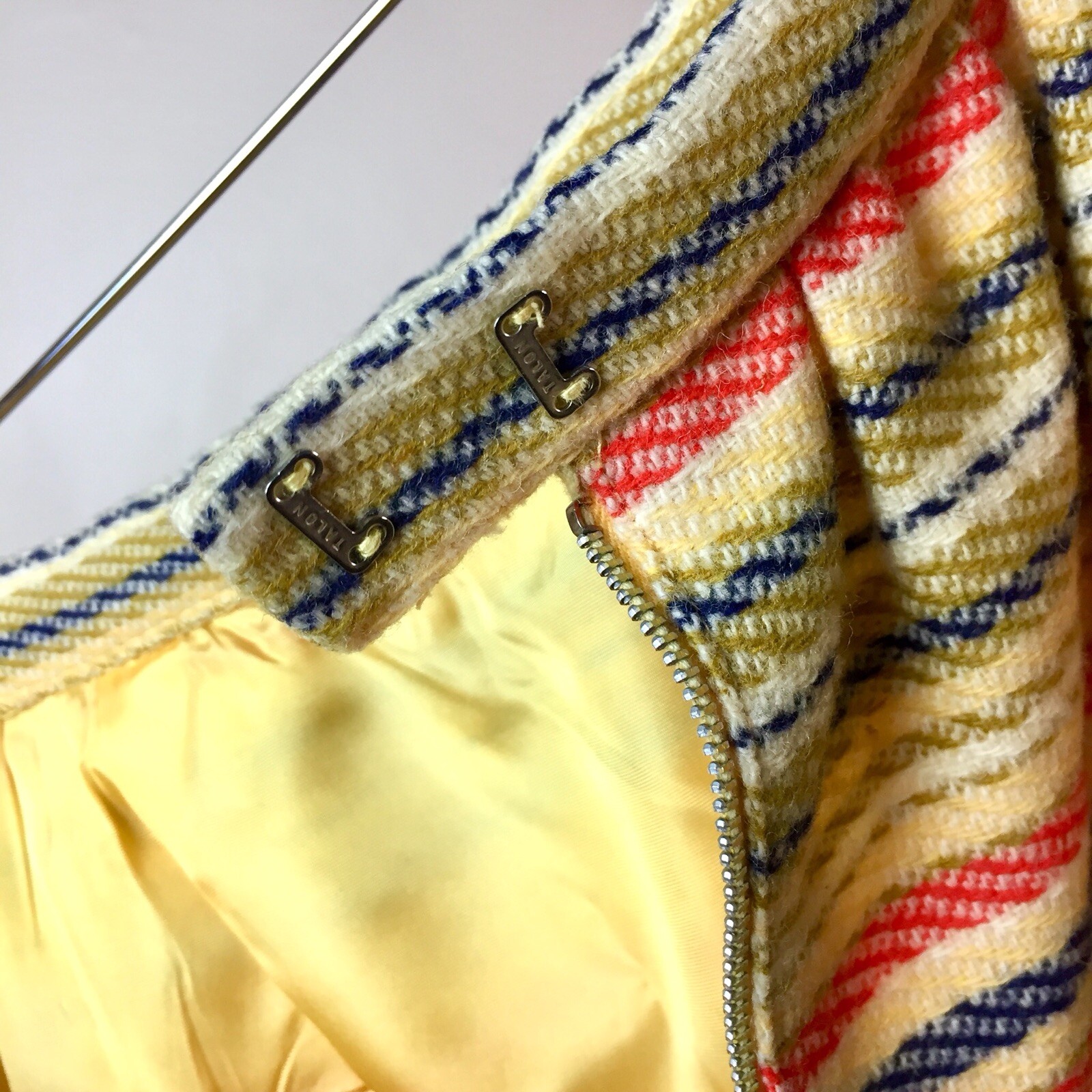 Majestic High Waist Pencil Skirt 1960’s Union Striped Wool Yellow Blue XS / 25