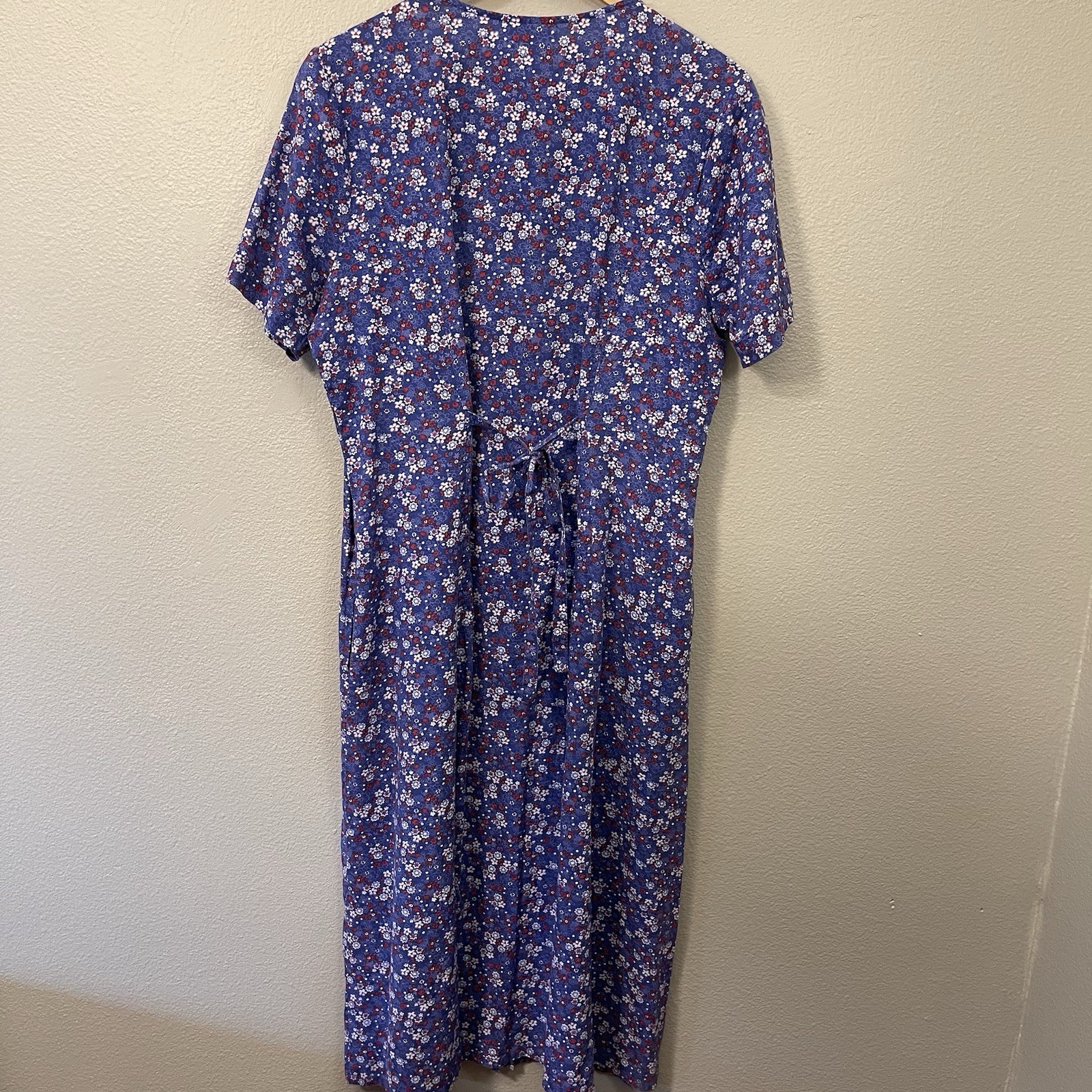 VTG Serengeti Prairie Dress Ditzy Floral Back Tie Americana Cottagecore Sz L ?