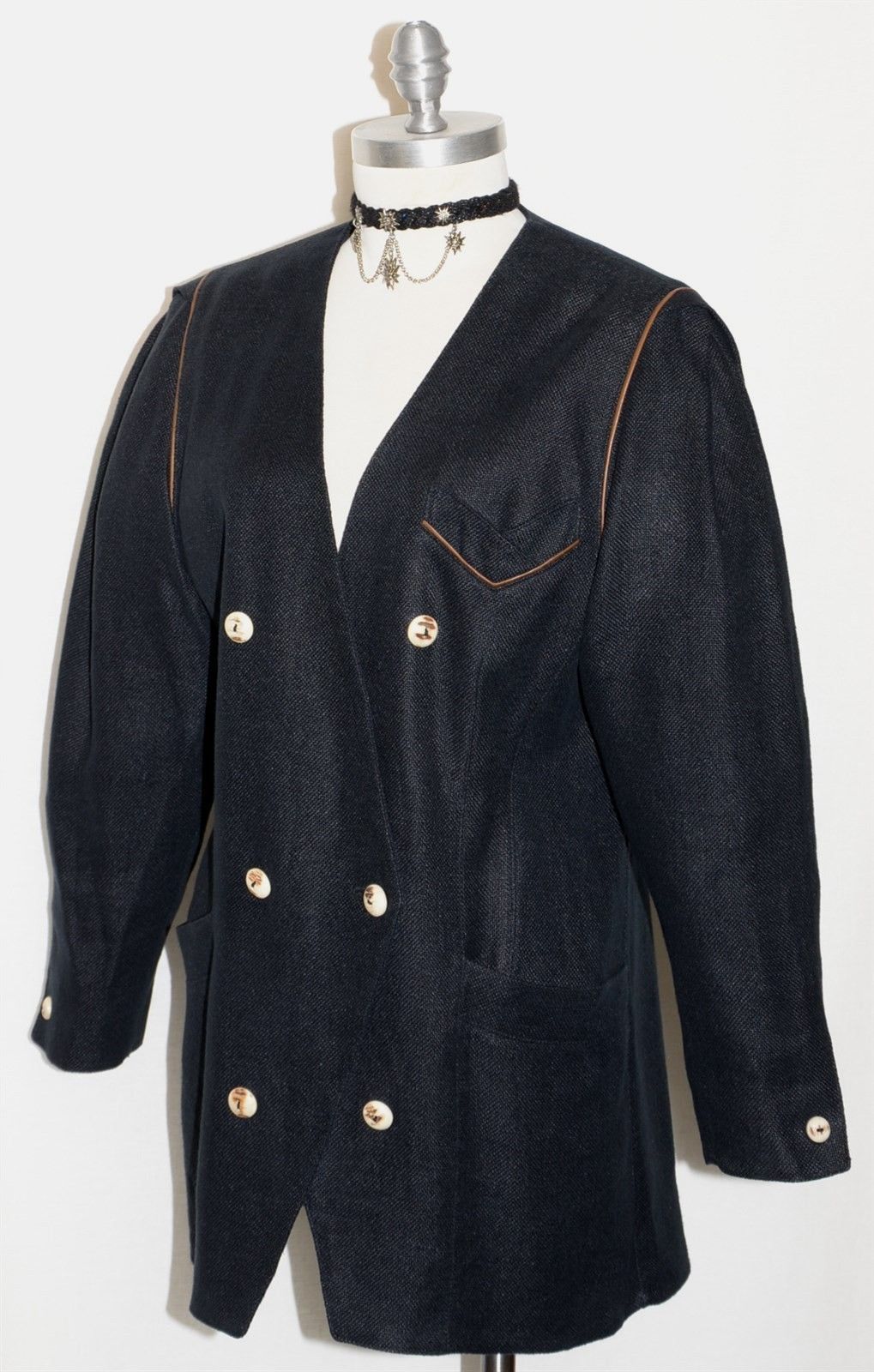 BLACK LINEN Women Austria Hunting Riding Tux Dress Suit Coat JACKET/Eu 40/10 M