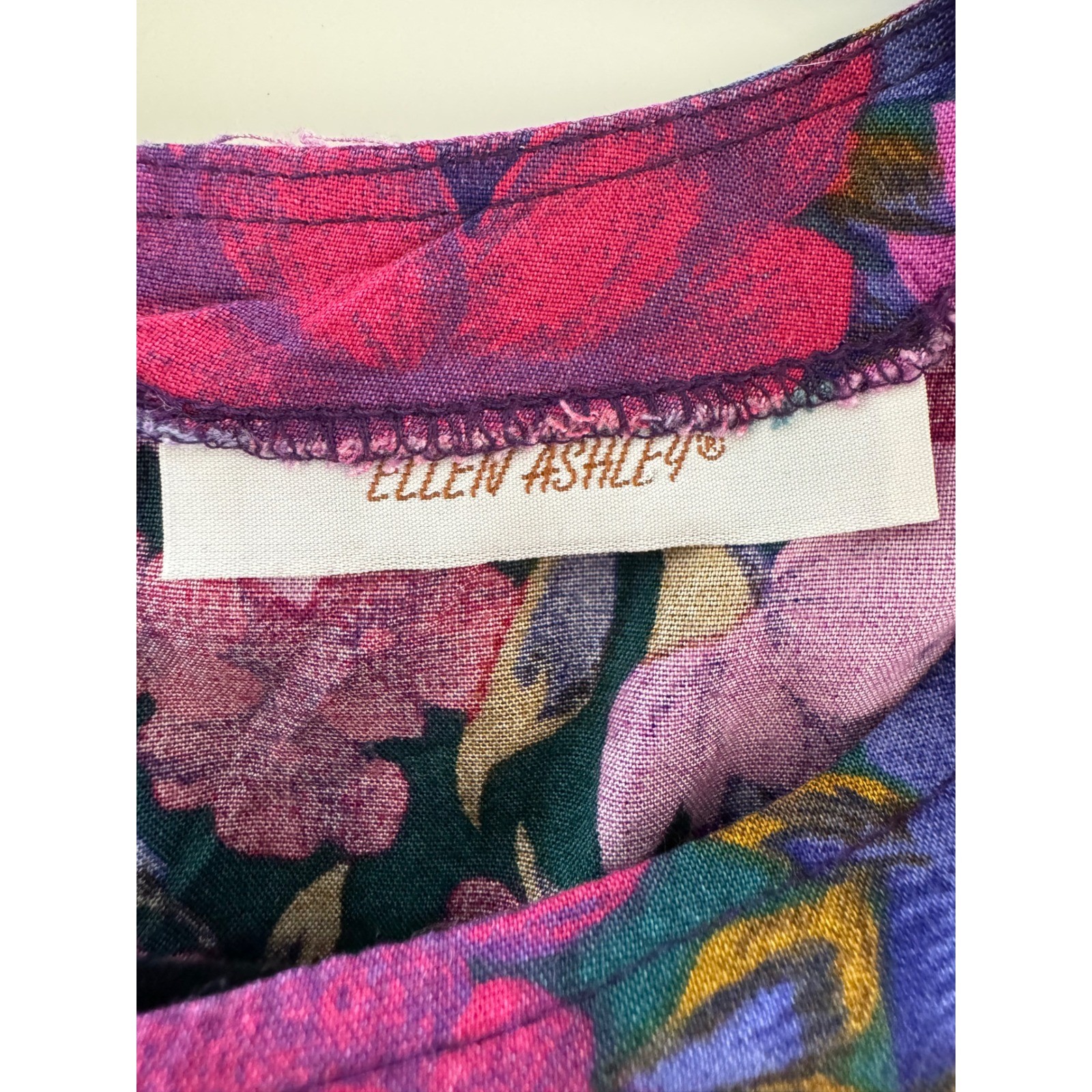 Ellen Ashley Floral Blouse Womens Medium Pink Purple Vintage 90s Top
