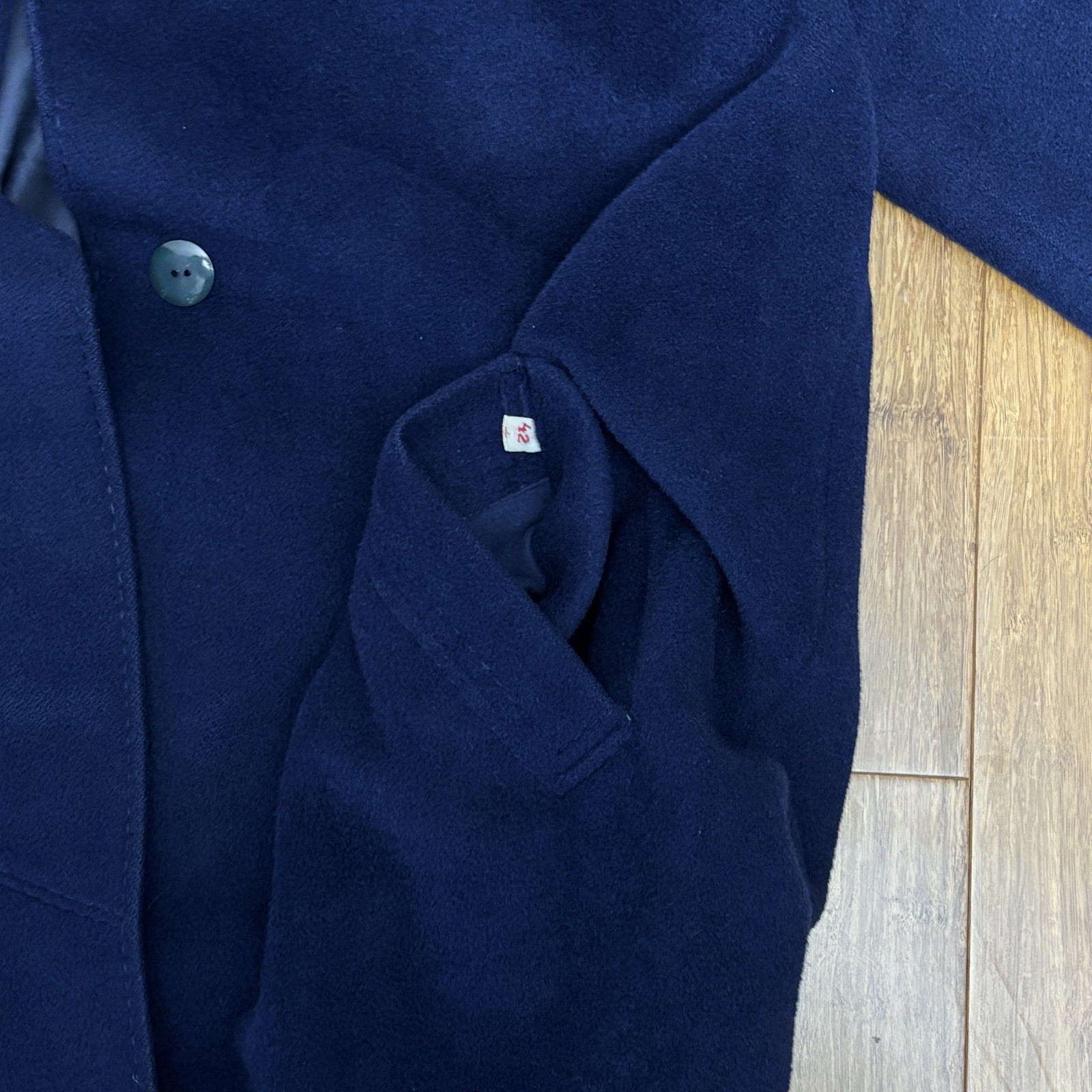 VTG Women’s Blue Del Mod International Camel Hair & Wool Blend Lined Pea Coat 42