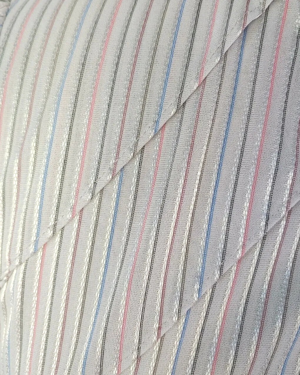Vintage Grey Dress with Diagonal Layers and Pink/Black/Purple/Blue Stripes Sz 5