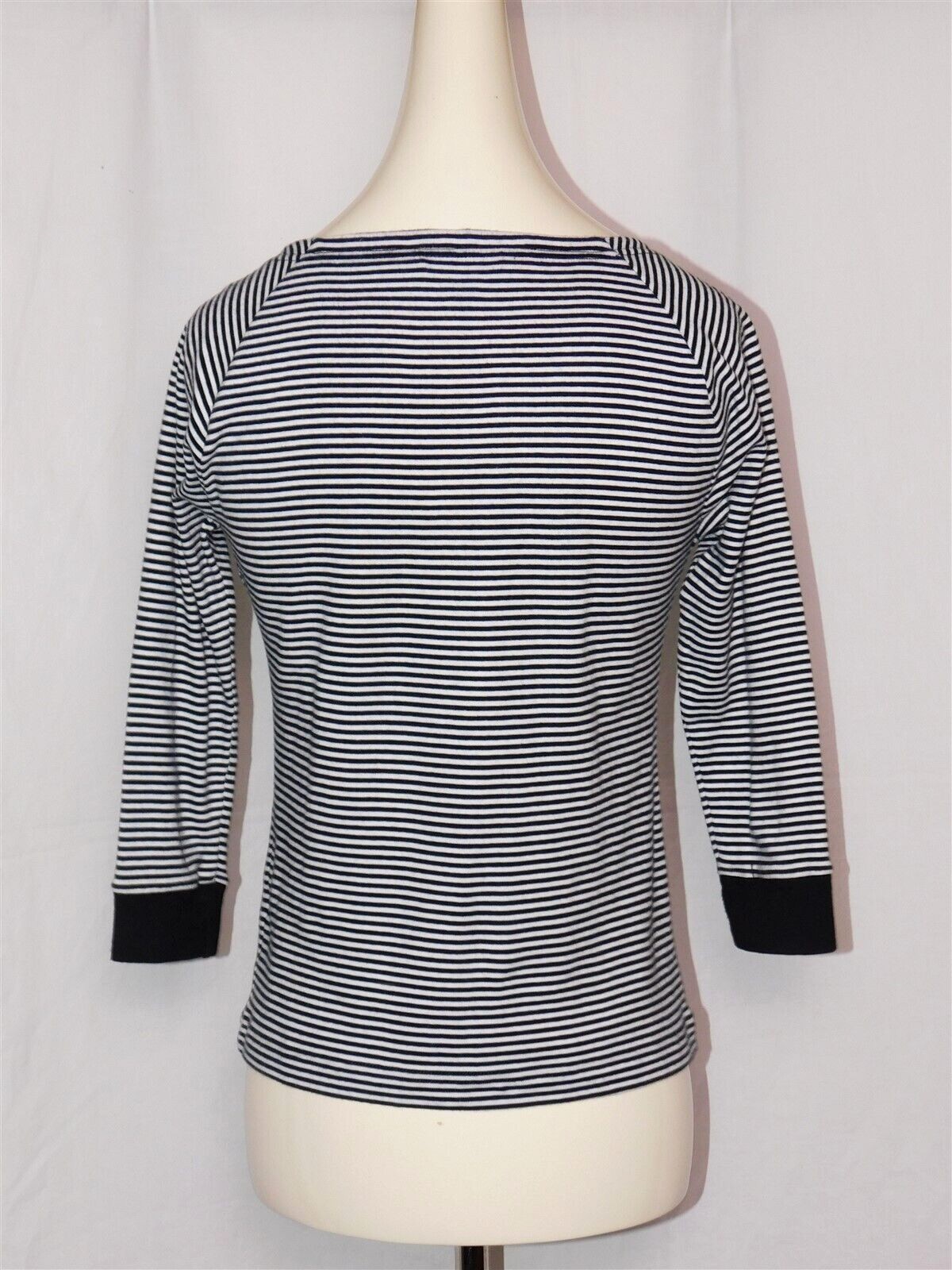RALPH LAUREN Womens Nautical Striped Criss Cross Casual Half Sleeve Top Sz S