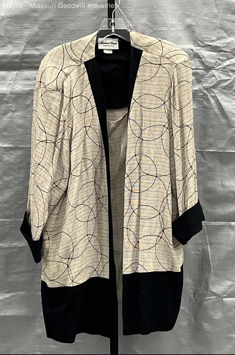 Michael Blake Women’s Vintage 90s Geometric Circle Blouse Jacket Beige Sz 20WP