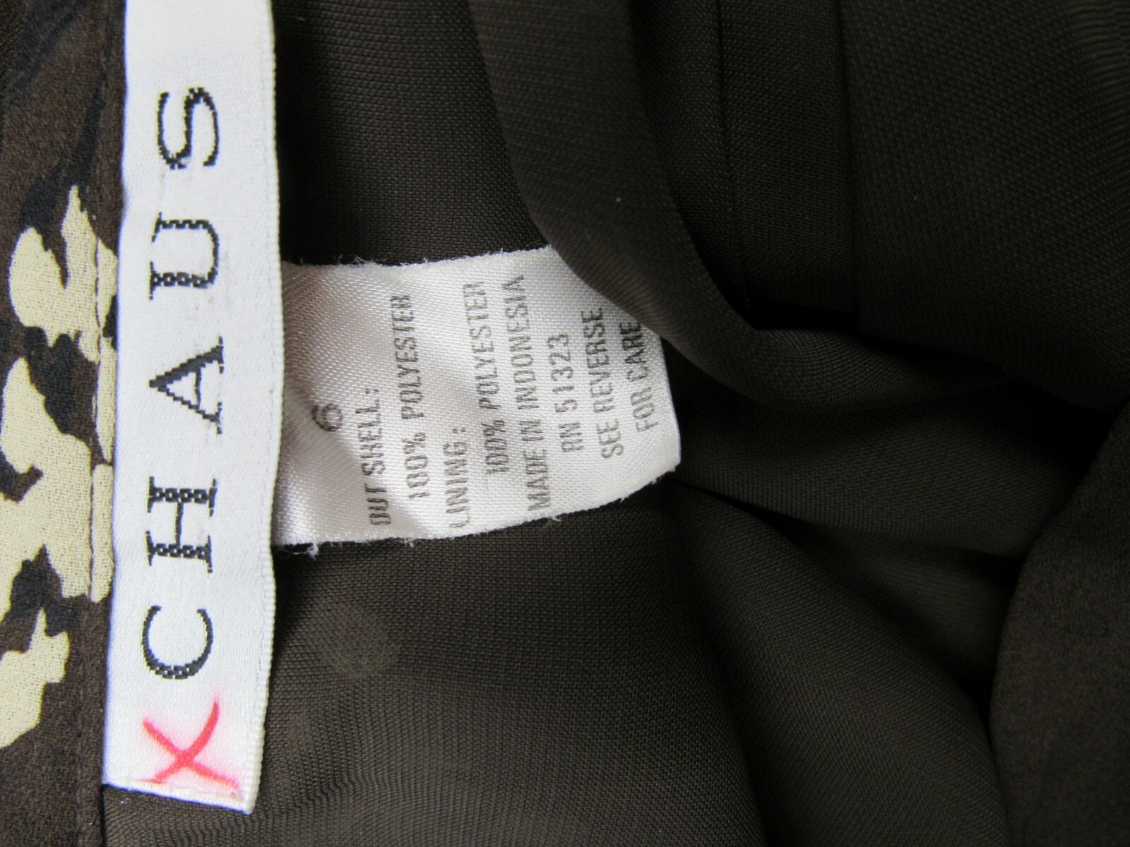 VTG CHAUS A Line Straight Skirt Floral Dark Chocolate Brown Black Beige 6 S M EU