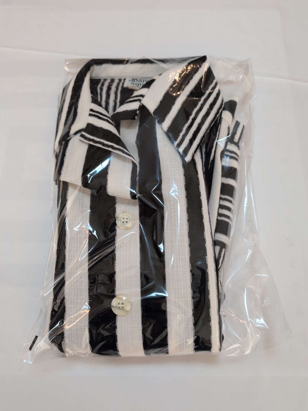 80s womens vtg 13-14 barclay square black white striped usa made jacket pockets