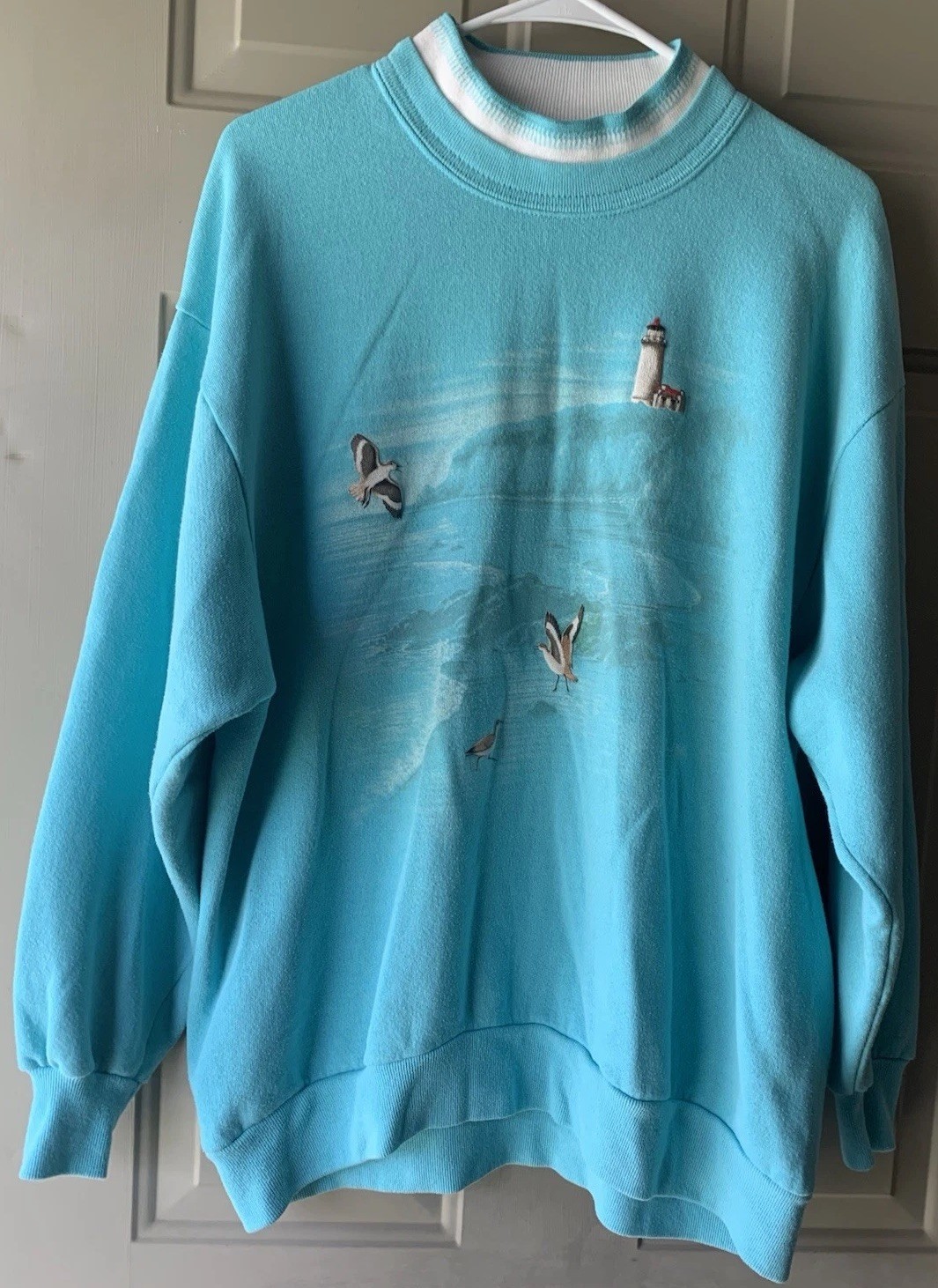 Vintage 90s Lighthouse Birds Sweatshirt Womens Size 1XL Morning Sun Brand