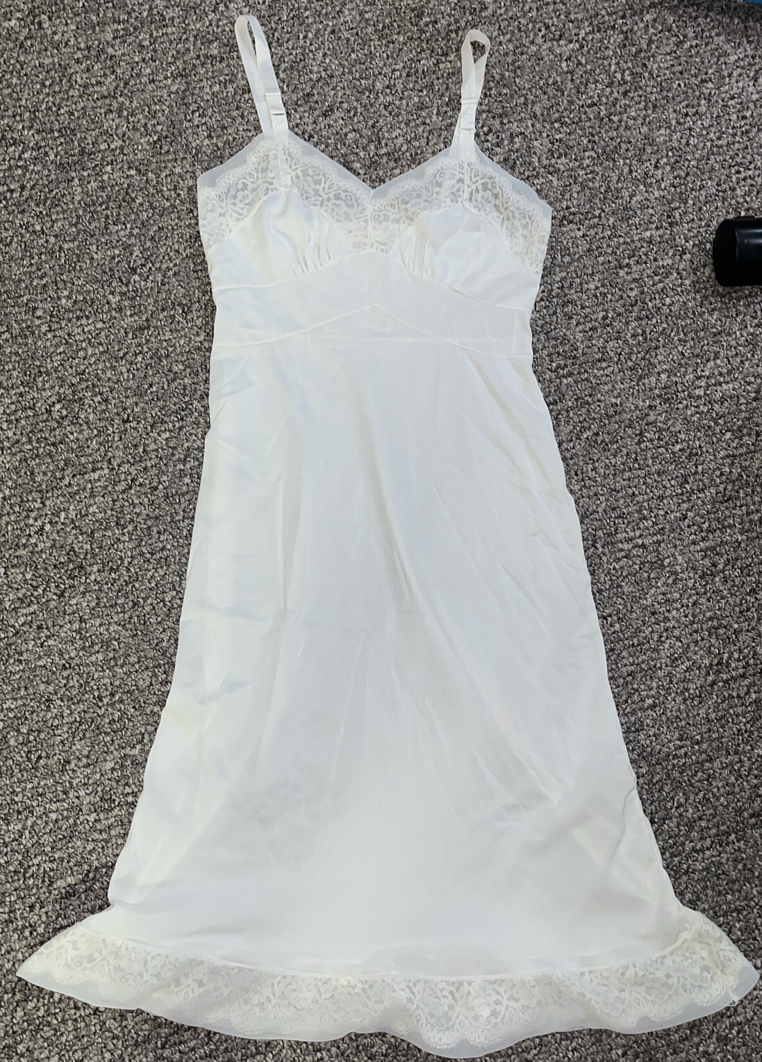 Vtg Powers Model Nightgown Size 34 Lace Lingerie Slip Dress 40 Denier Nylon