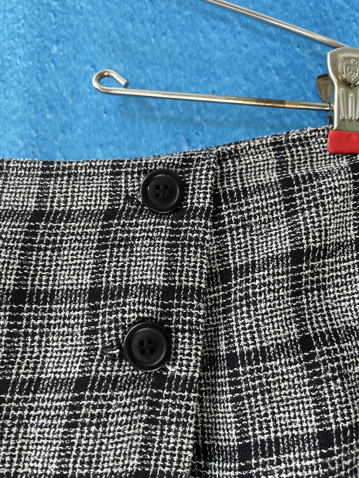 JON-MICHEL Women’s Vintage Black Gray Wrap Skirt Plaid Tweed Lined Size Small