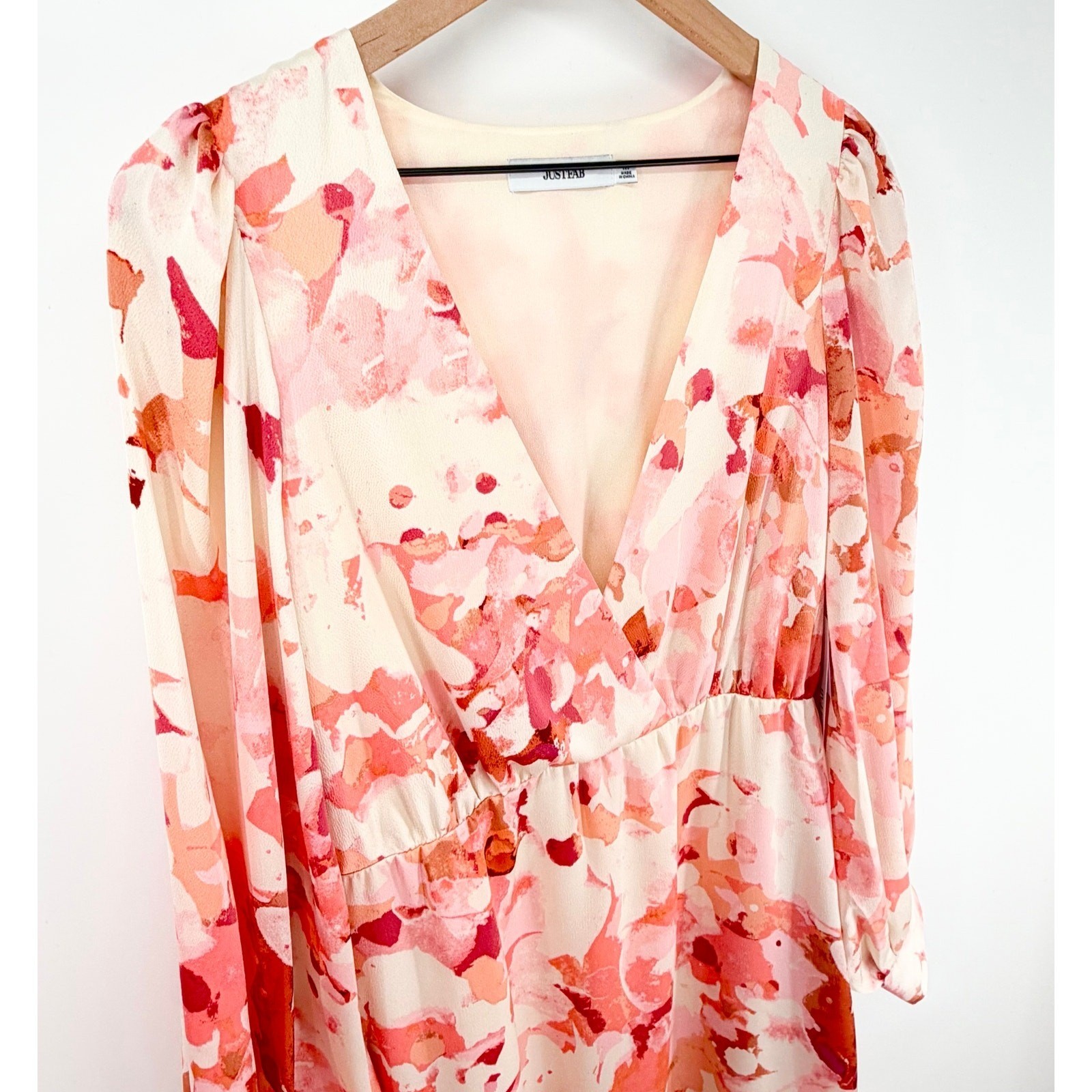 NWT Floral Midi Dress Pink Cream Romantic Cottagecore Tie Waist Size M