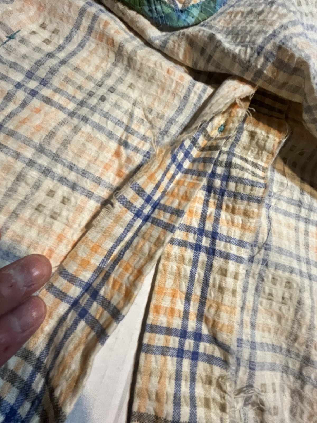 VTG handmade House Wife Blouse Womens L Plaid Sleeveless Button Rockabilly 60s